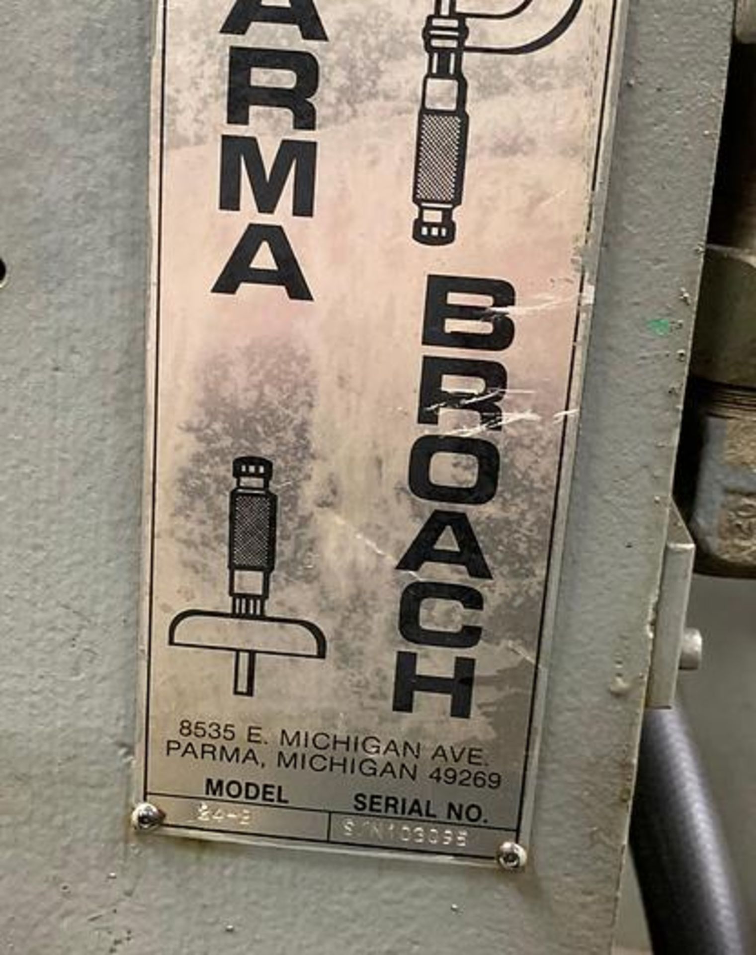 PARMA HYDRAULIC VERTICAL HIGH SPEED BROACHING MACHINE 2 TON 24" STROKE. MODEL 2-24 - Image 6 of 6