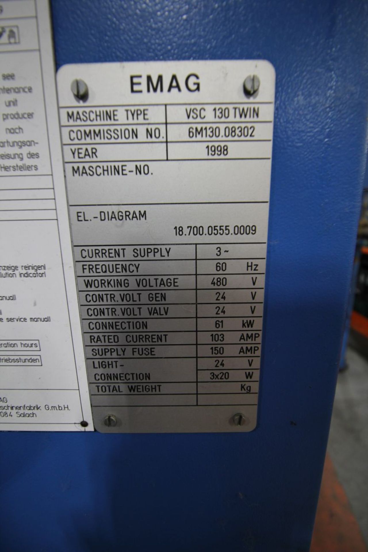 EMAG VSC-130 TWIN SPINDLE INVERTED VERTICAL TURNING CENTER - Image 2 of 6