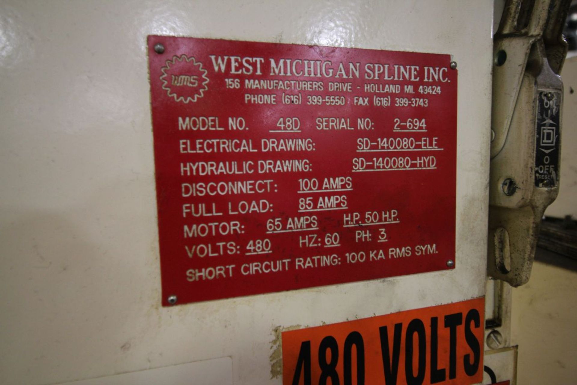 WEST MICHIGAN SPLINE INC. SPLINE ROLLER MODEL 48D - Image 8 of 8