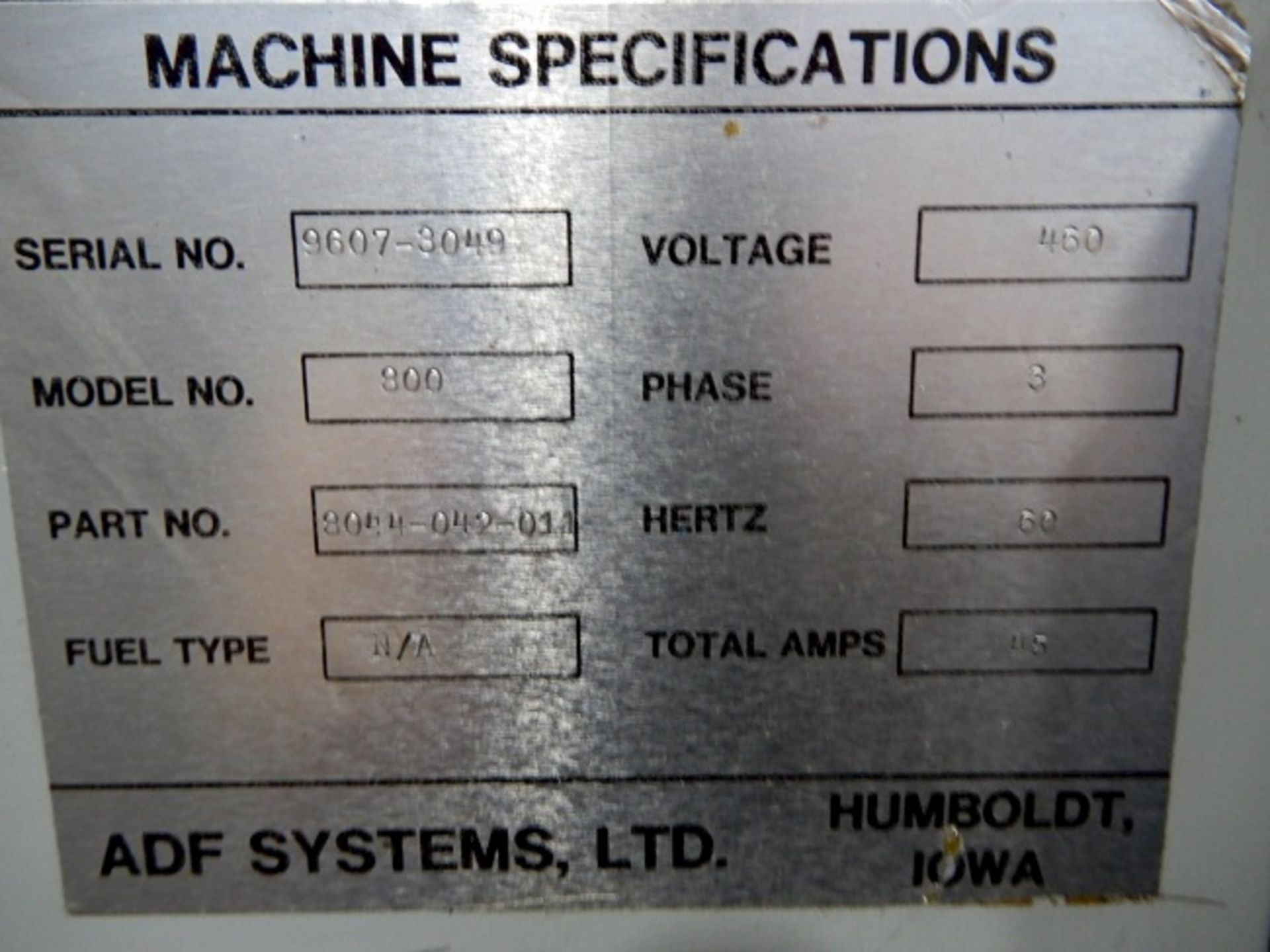 ADF CNC ROTARY PARTS WASHER, MODEL 800-42", YEAR 1996, SN 9607-3049 - Image 6 of 6