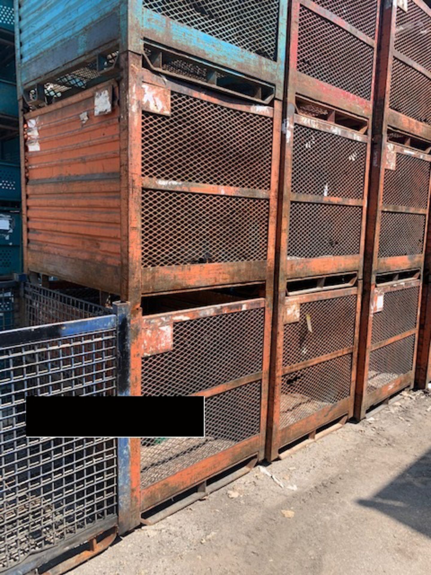 54x44x50 ORANGE SOLID METAL/WIRE BINS WITH EXPANDED METAL FLOOR, LOT OF 10