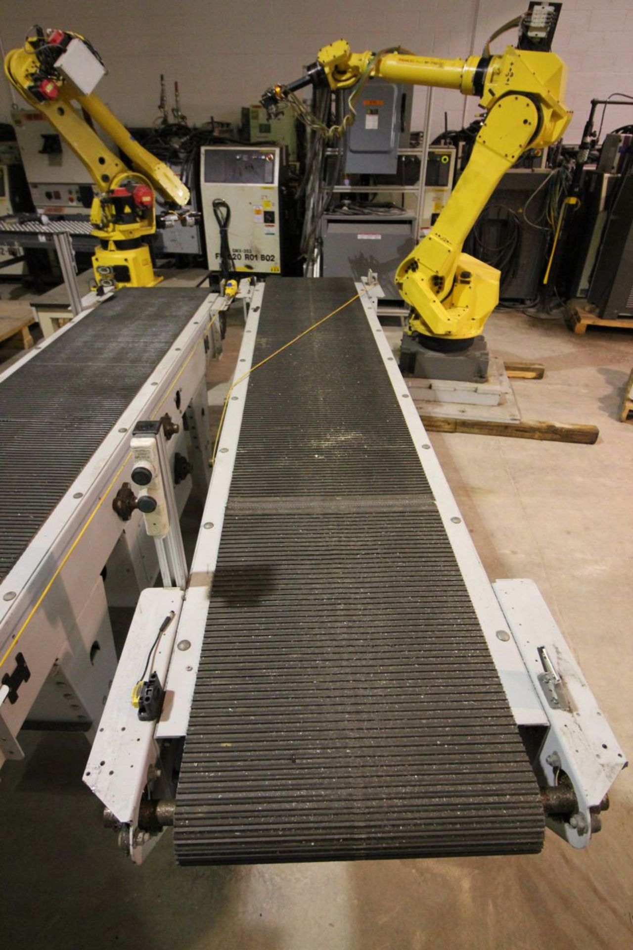 2- BELT TYPE POWER CONVEYORS, 18" X 106", MARATHON MOTORS