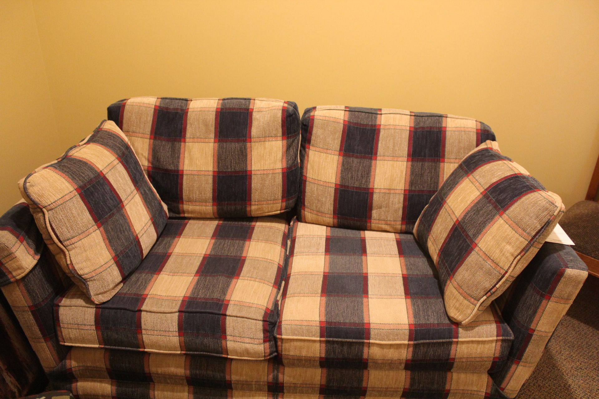 Blue and Tan Loveseat - Image 2 of 2