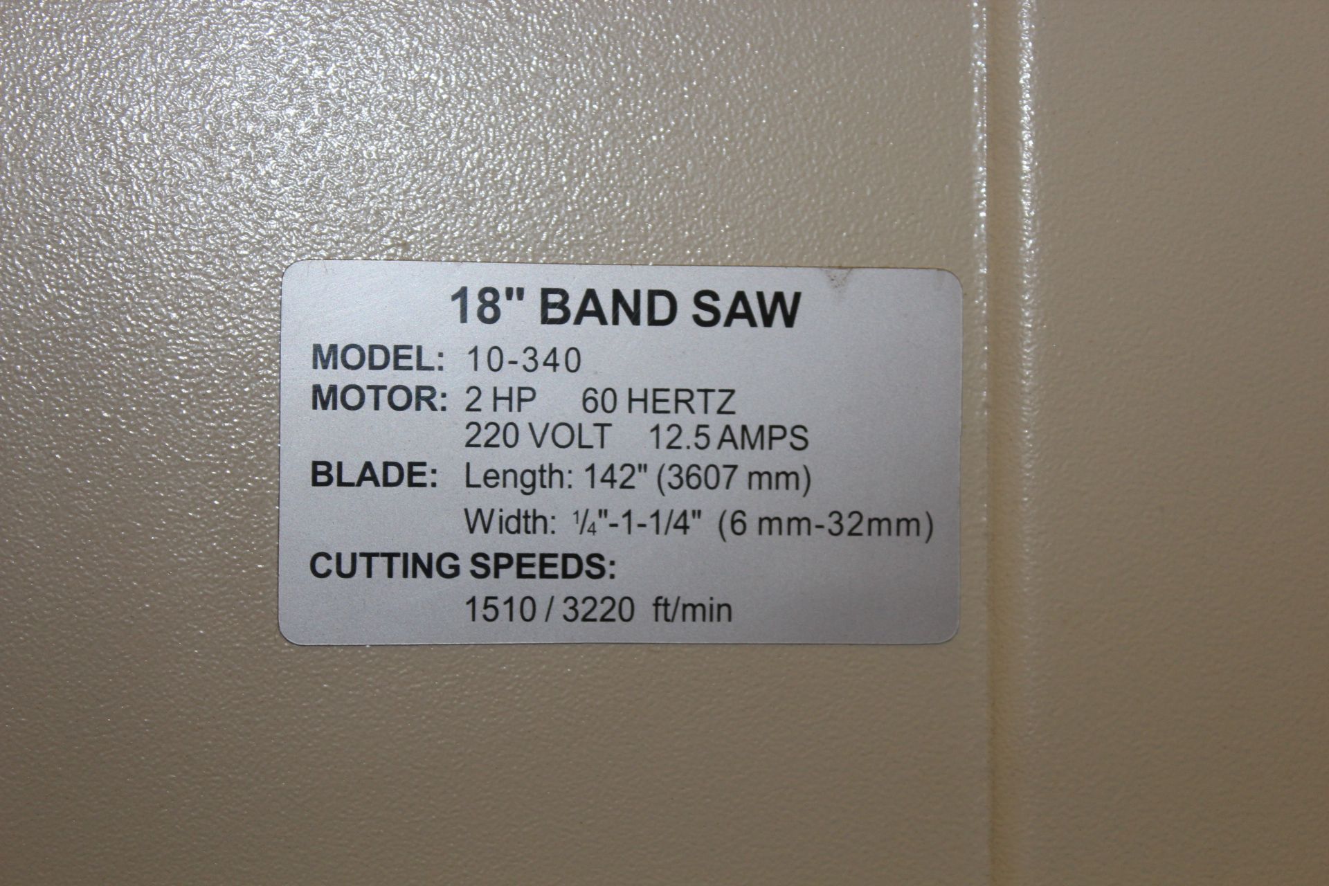 Rikon 18" Band Saw Model 10-340 - Image 2 of 4