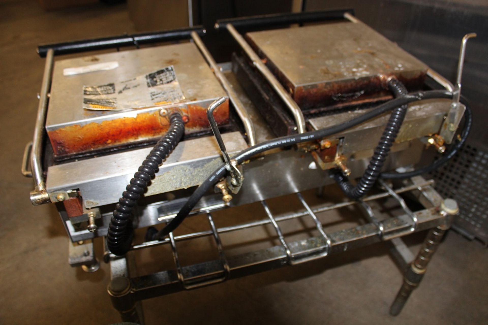 Dual electric Panini press on stainless stand - Image 3 of 3