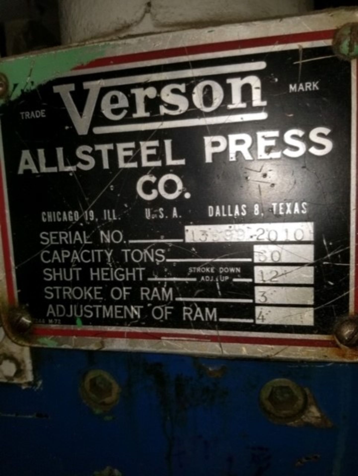 Verson Press 60-ton - Image 4 of 4