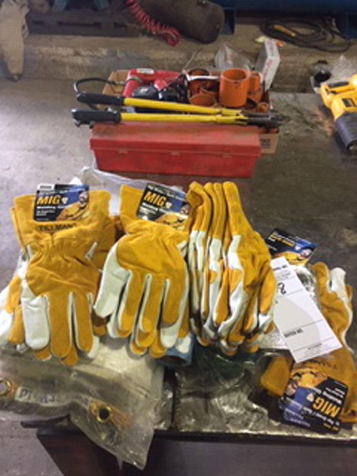 pile of new welding gloves