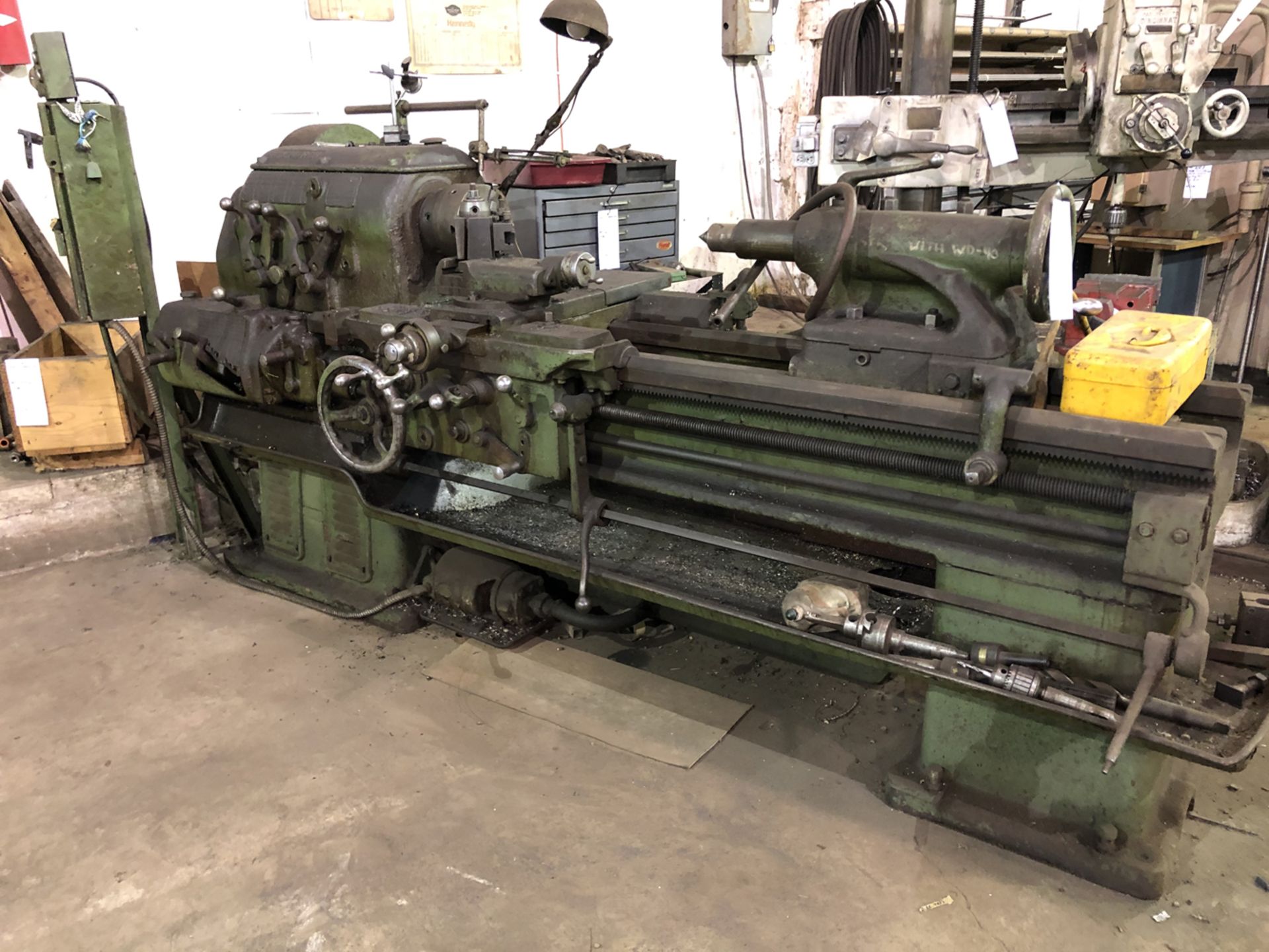 monarch approx. 4' long bed w/ approx. 10" swing engine lathe with tooling 3 jaw chuck