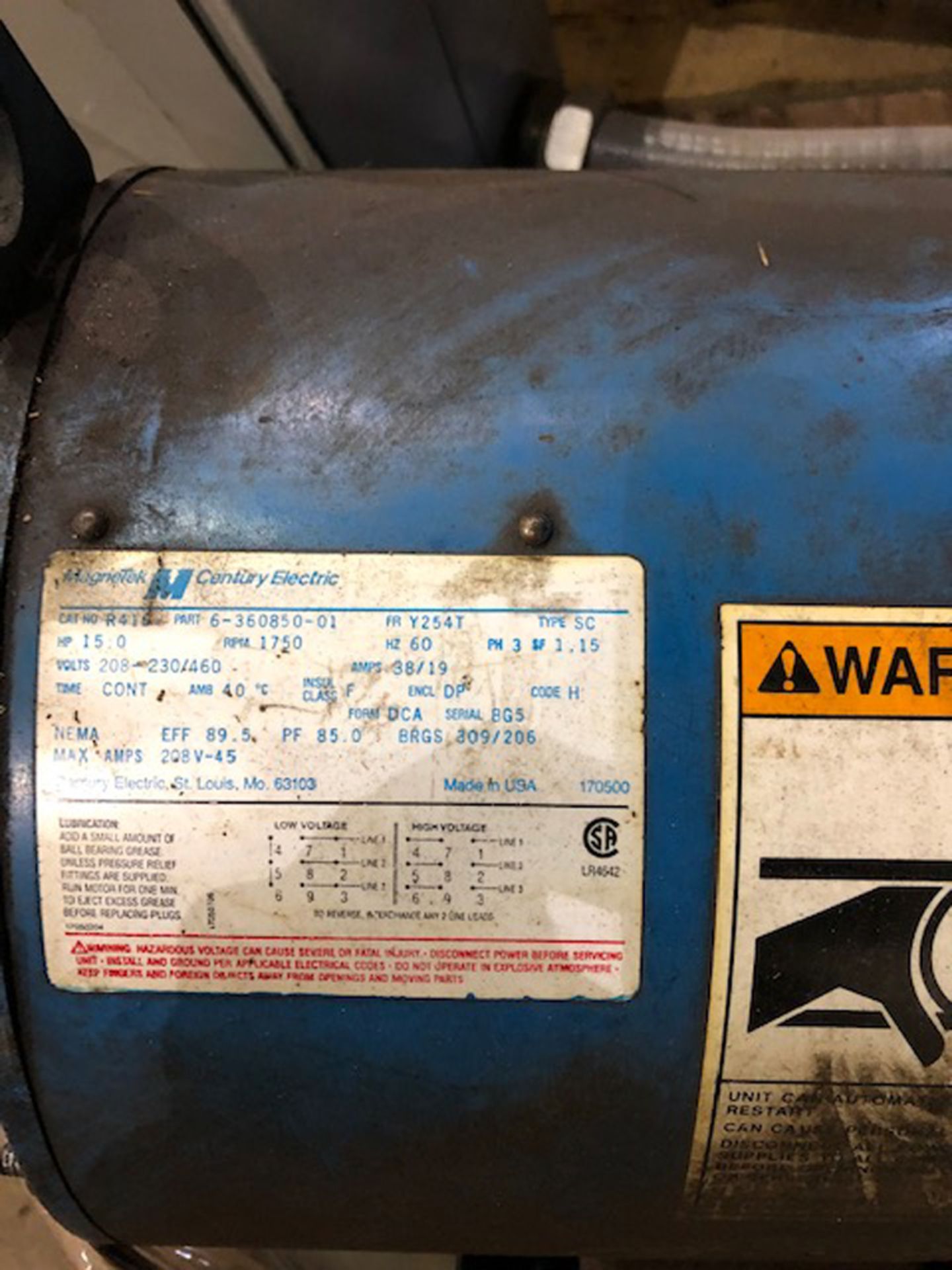 15 hp air compressor motor 3 phase - Image 2 of 2