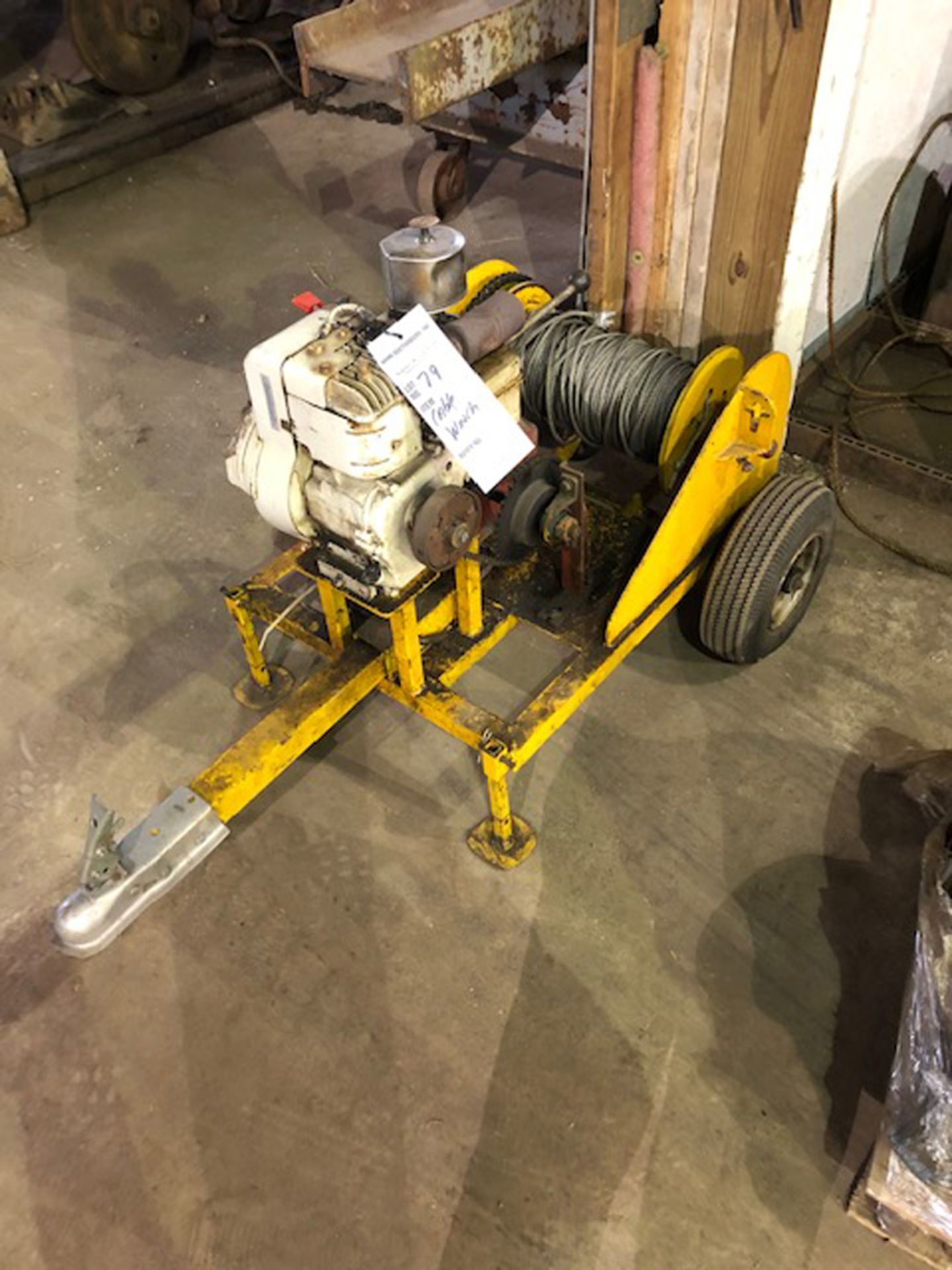 cable winch on cart with gas motor