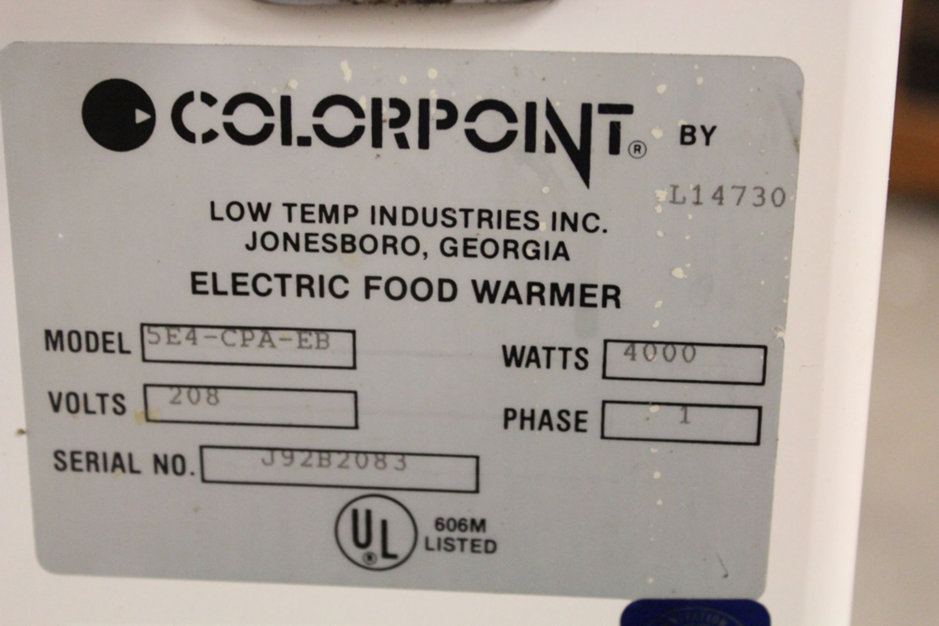 colorpoint electric food warmer model 5E4-CPA-EB 1ph 5’ - Image 3 of 4