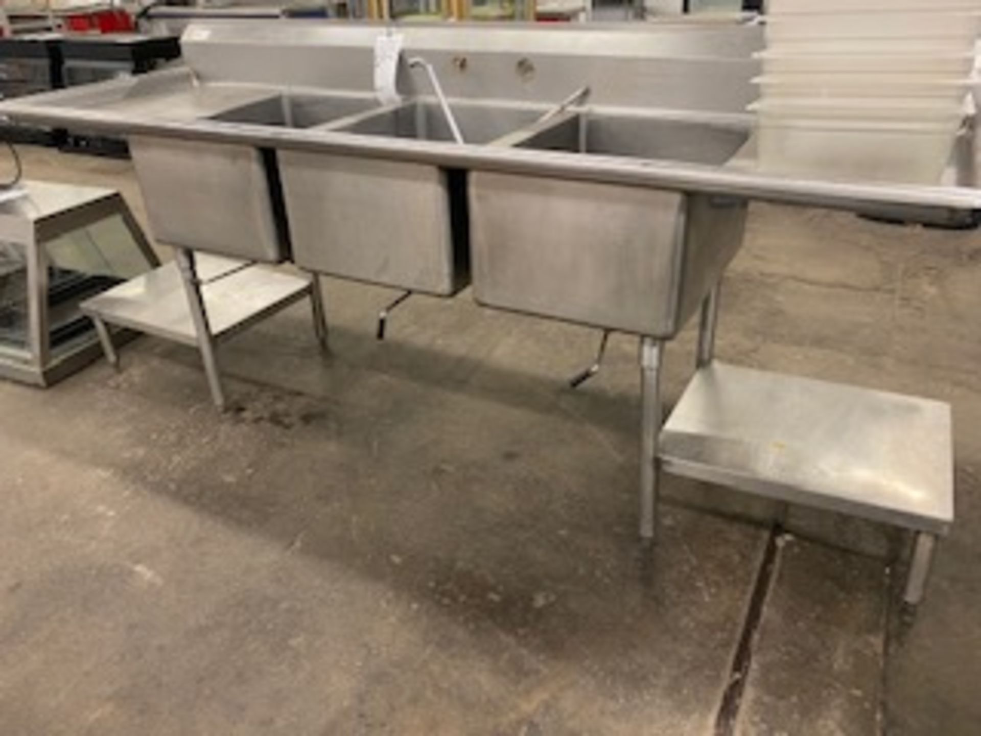 8' Stainless steel 3 bay sink 36" tall