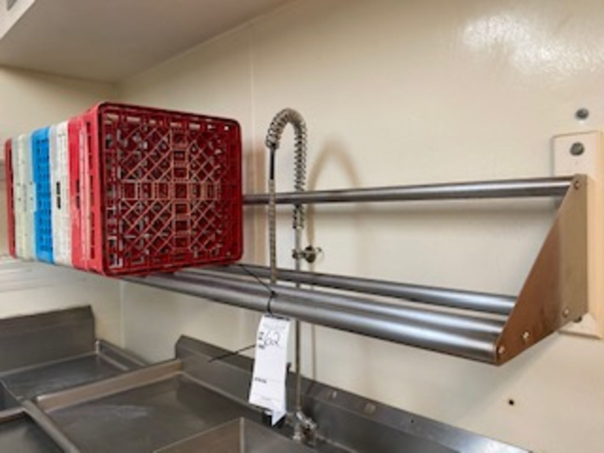 Stainless 7' wall rack with tubular draining shelf