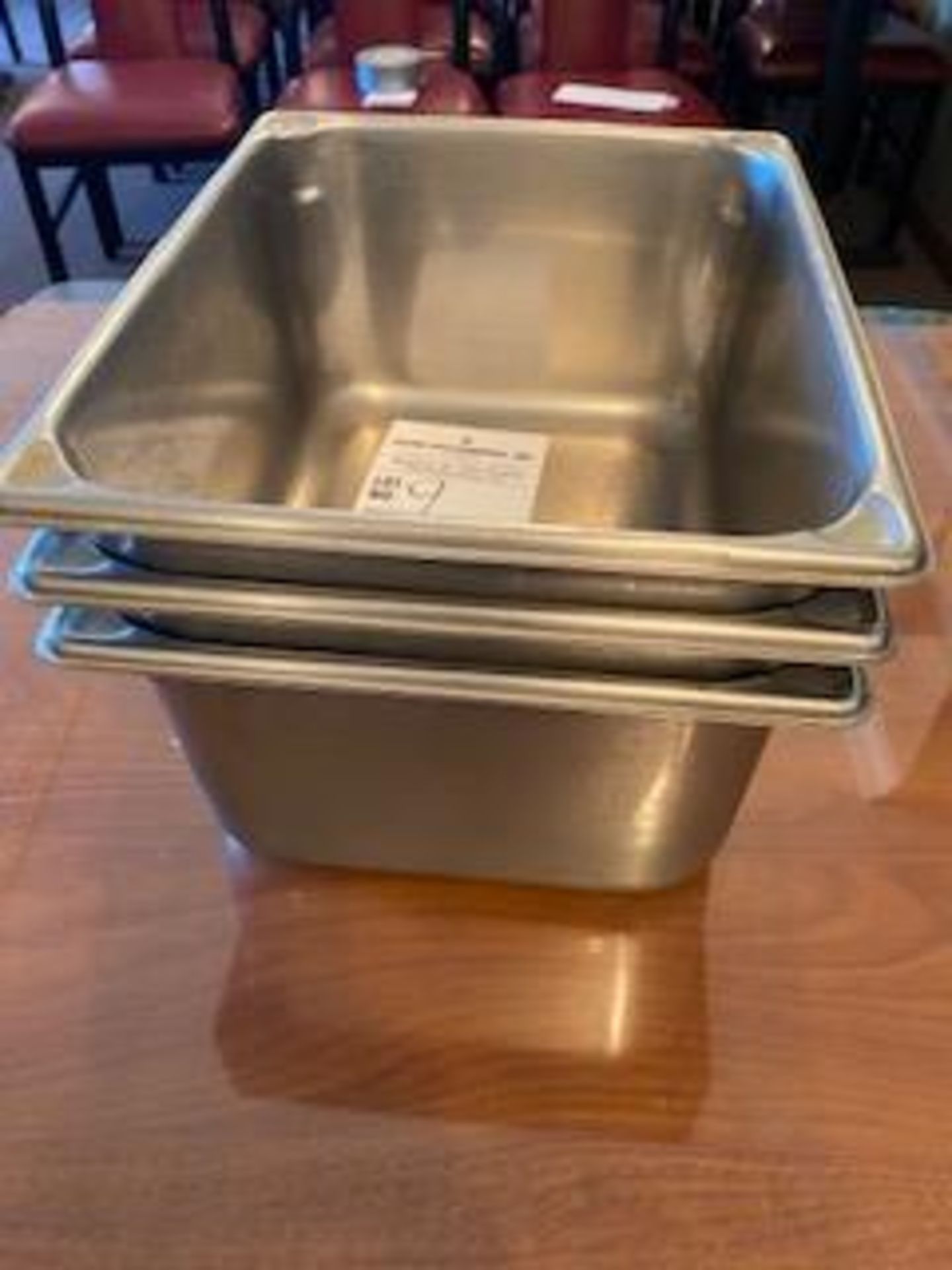 (3) stainless 9x12x6" deep stainless inserts