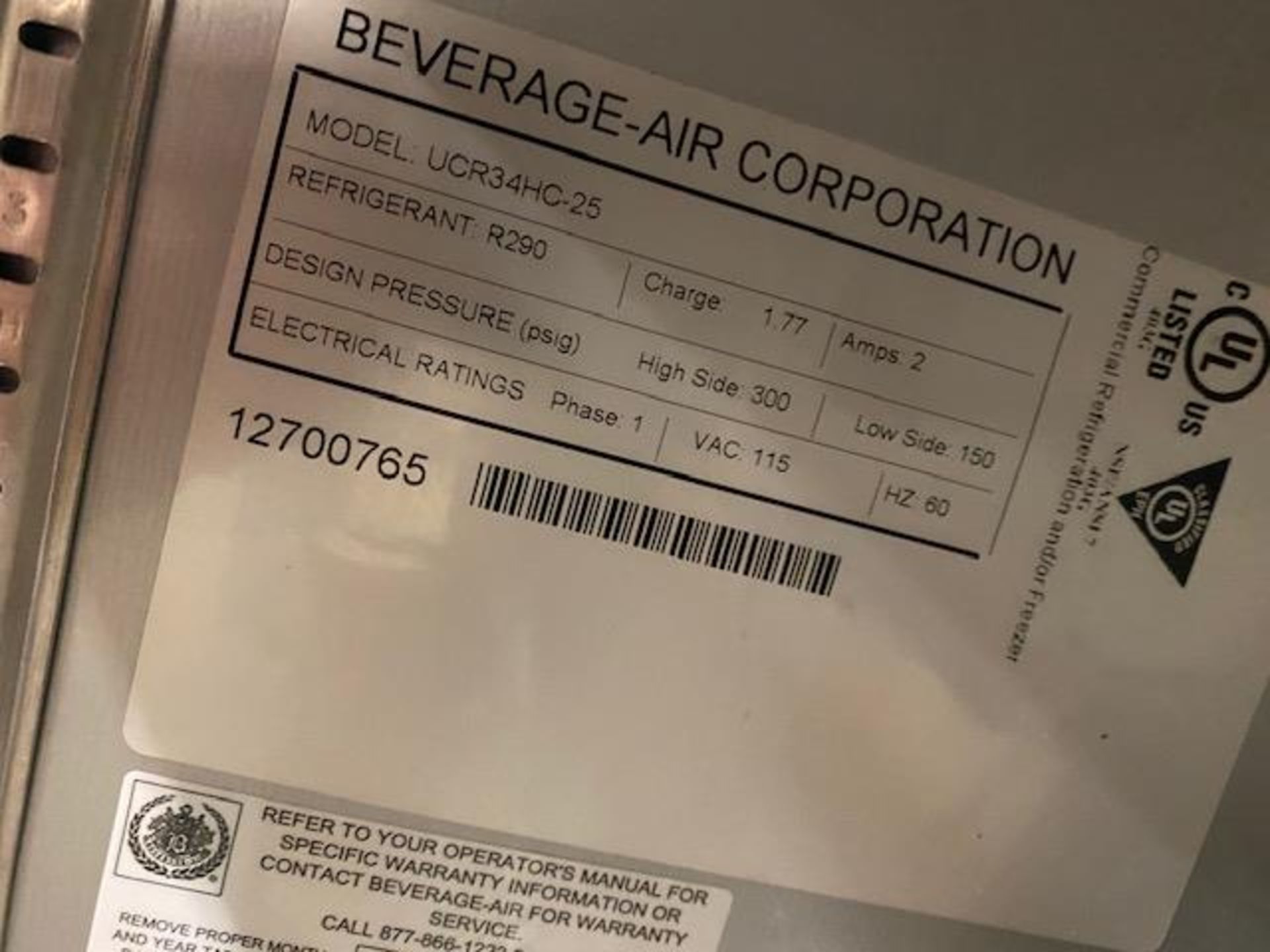 NEW BEVERAGE AIR UCR34HC-25 COOLER - Image 3 of 3