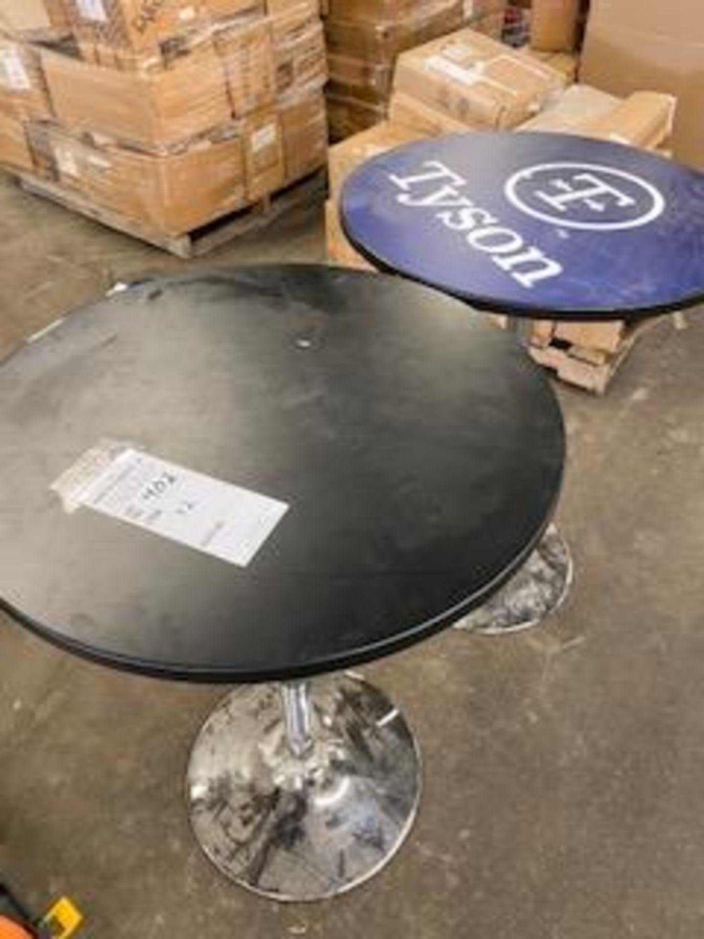 2 CHROME LEGGED ROUND TABLES