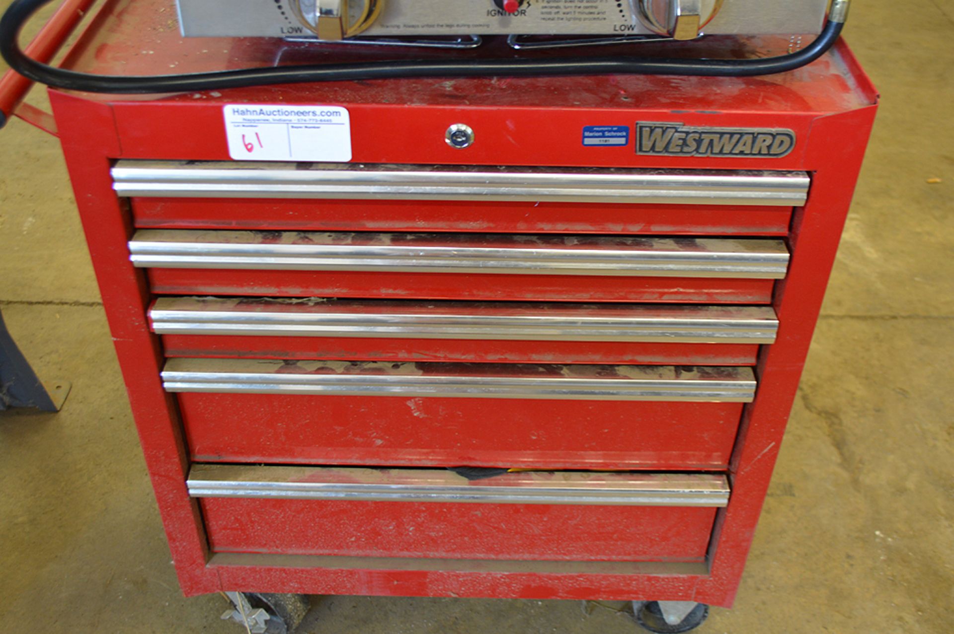 WESTWARD 5 DRAWER ROLLING TOOL BOX AND TOOLS