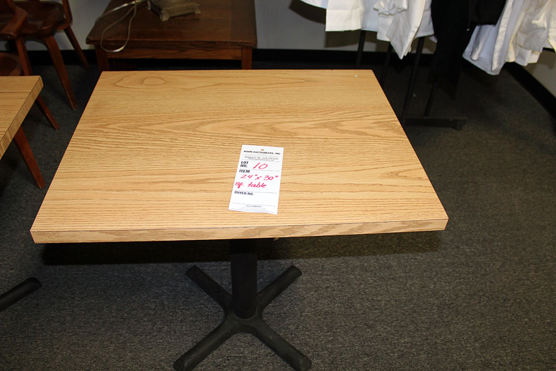 24"x30" Oak Formica Top Pedestal Table