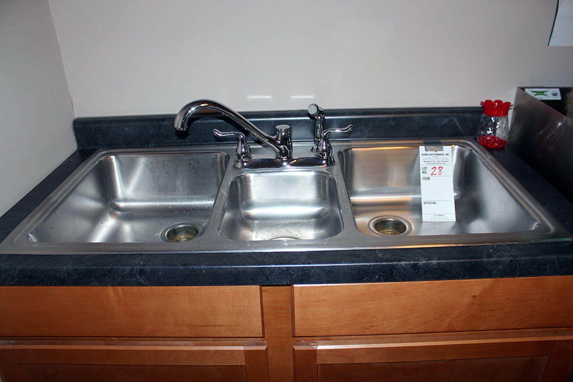 3 bay stainless sink & cabinet 48" must be removed