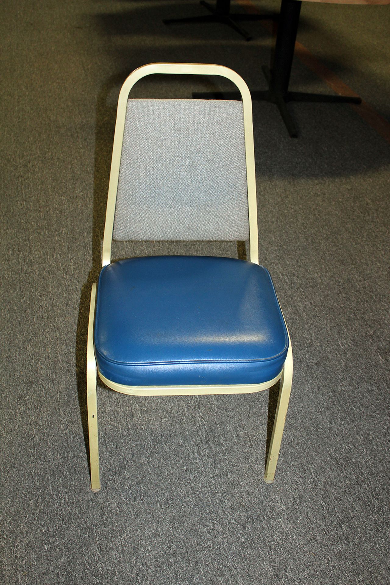16 - nice vinyl padded stackable chairs w/cloth back