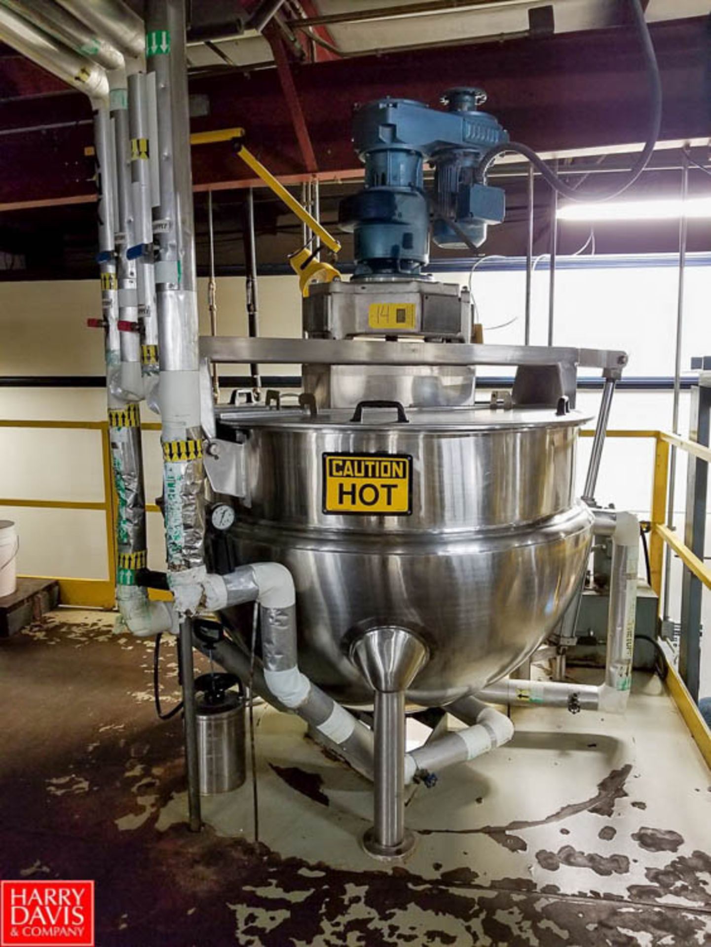 Hamilton 250 Gallon S/S Jacketed Kettle, with 5 HP Mixer, Scrape Surface Agitator, and Double A