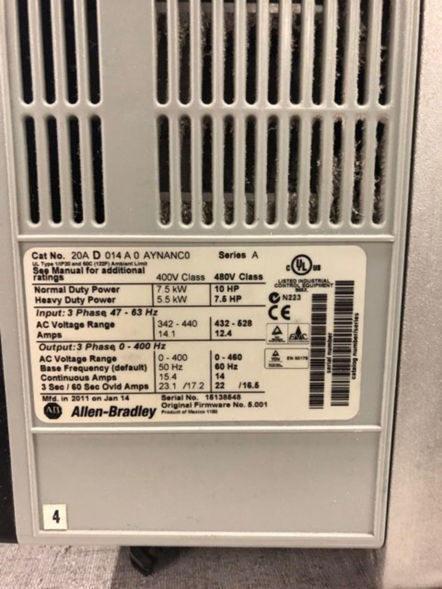 Allen Bradley Powerflex 70 VFDs including (1) 15 HP, (4) 10 HP and (2) 5 HP Rigging Fee: $200 - Image 4 of 5