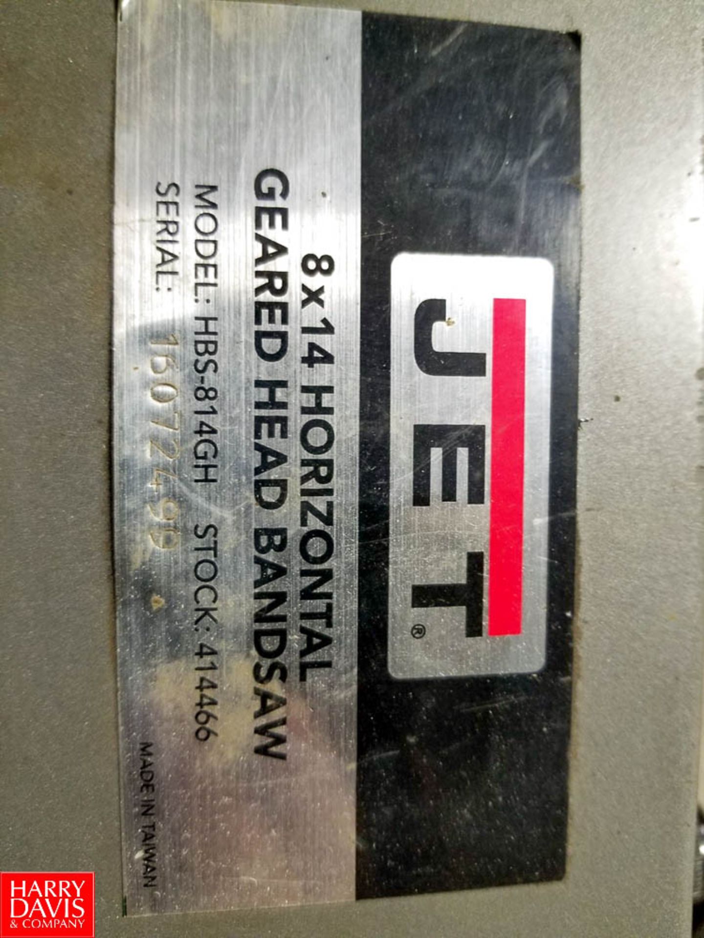 Jet 8 x 14 Horizontal Bandsaw Model HBS-814GH SN 16072499 - Rigging Fee: $75 - Image 3 of 3