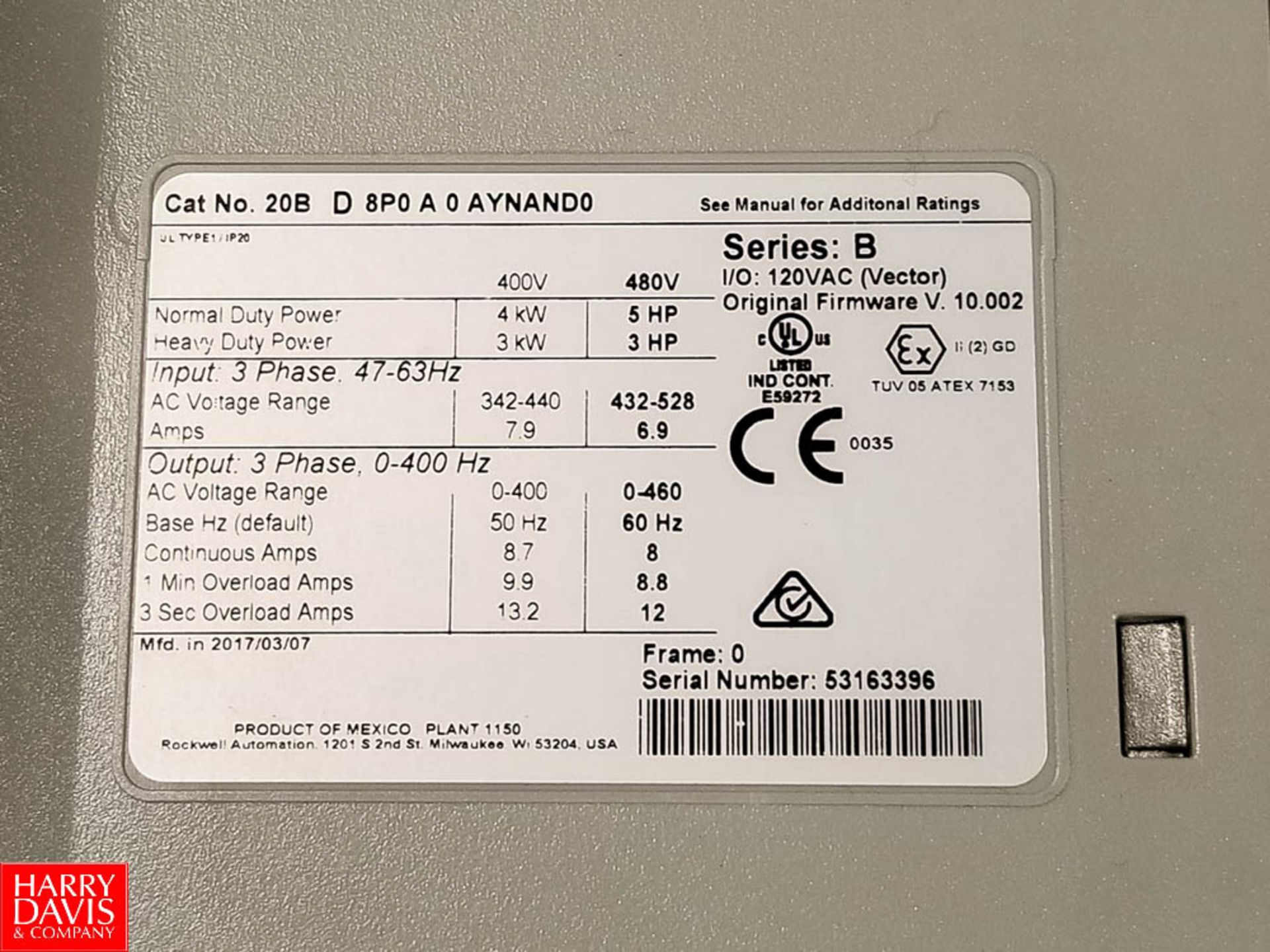 NEW Allen Bradley 5 HP PowerFlex 700 Variable Frequency Drive - Rigging Fee: $25 - Image 2 of 2