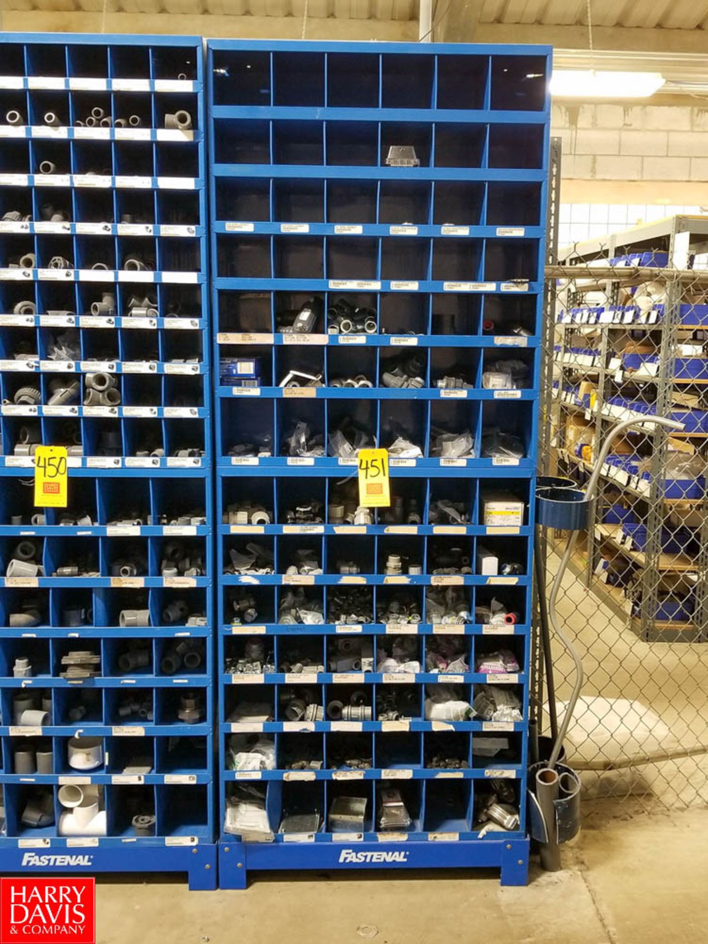 Fastenal 42-Compartment Bolt Bins with Contents of Assorted Conduit Fittings - Rigging Fee: $200