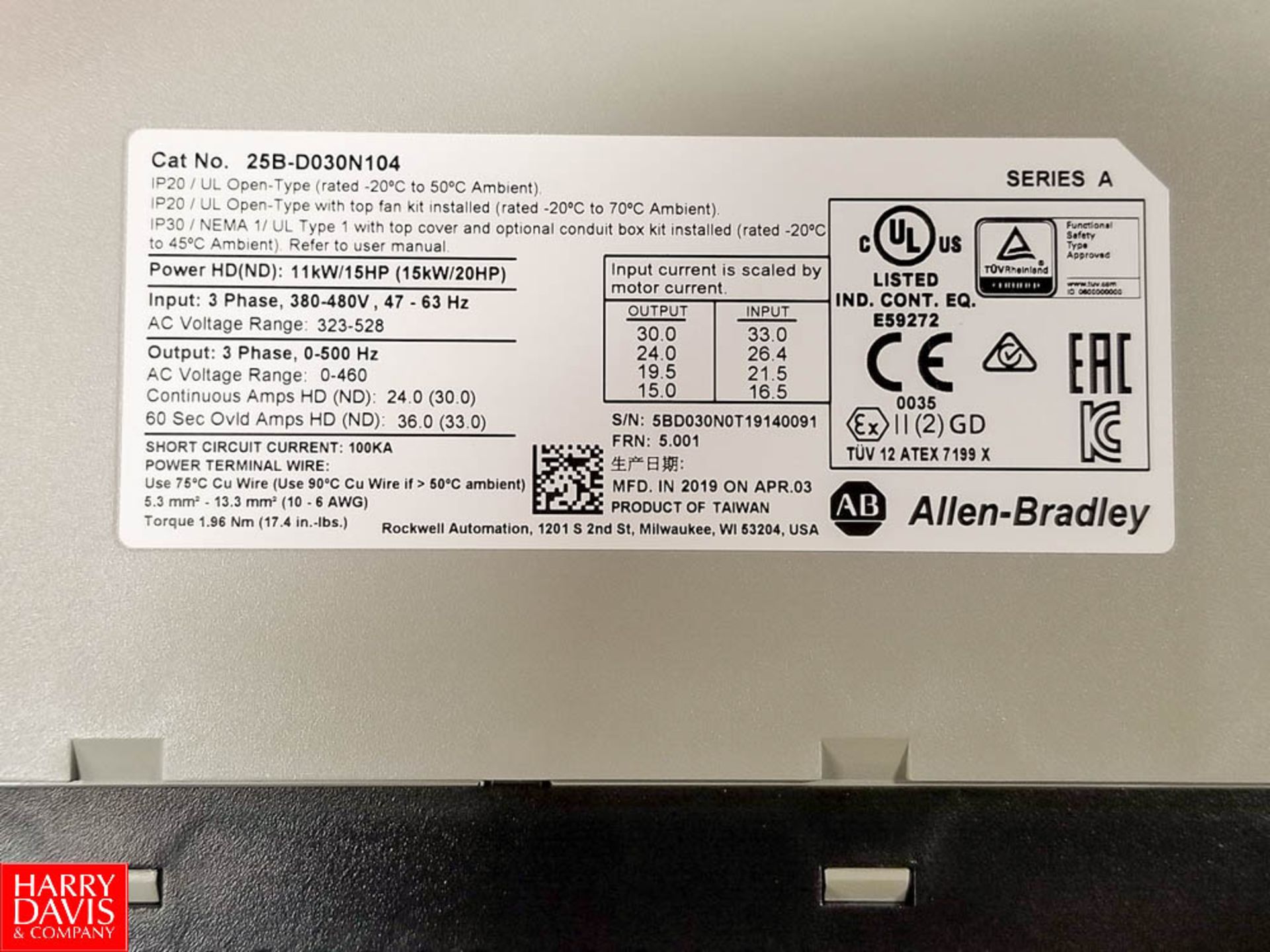 NEW Allen Bradley 20 HP PowerFlex 525 Variable Frequency Drive - Rigging Fee: $25 - Image 2 of 2