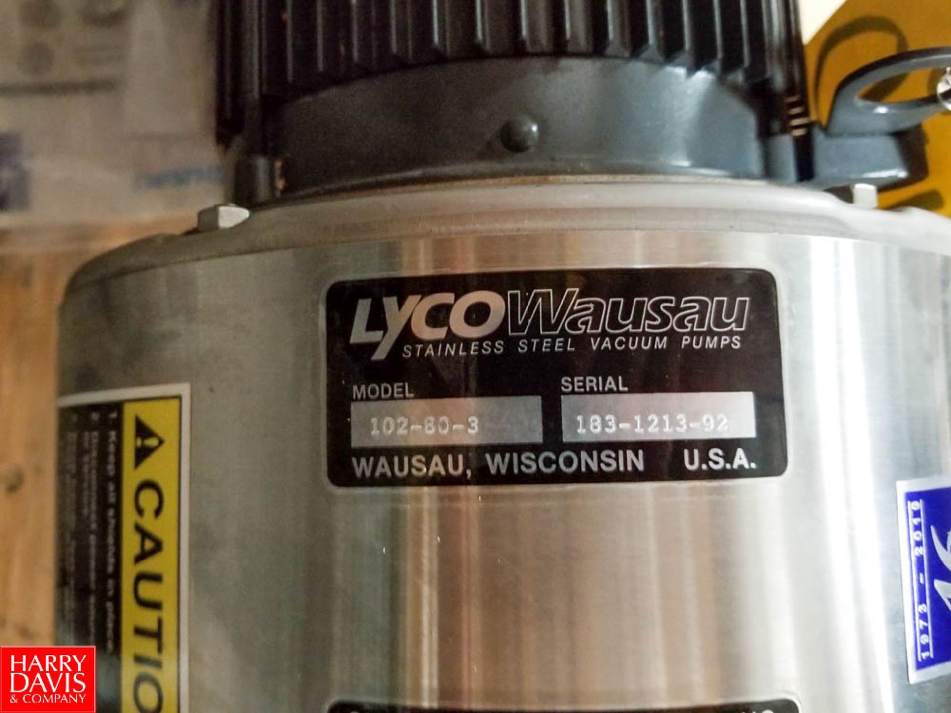 LYCO WASAU S/S Liquid Ring Vacuum Pump Model 102-80-3 - Rigging Fee: $35 - Image 2 of 2