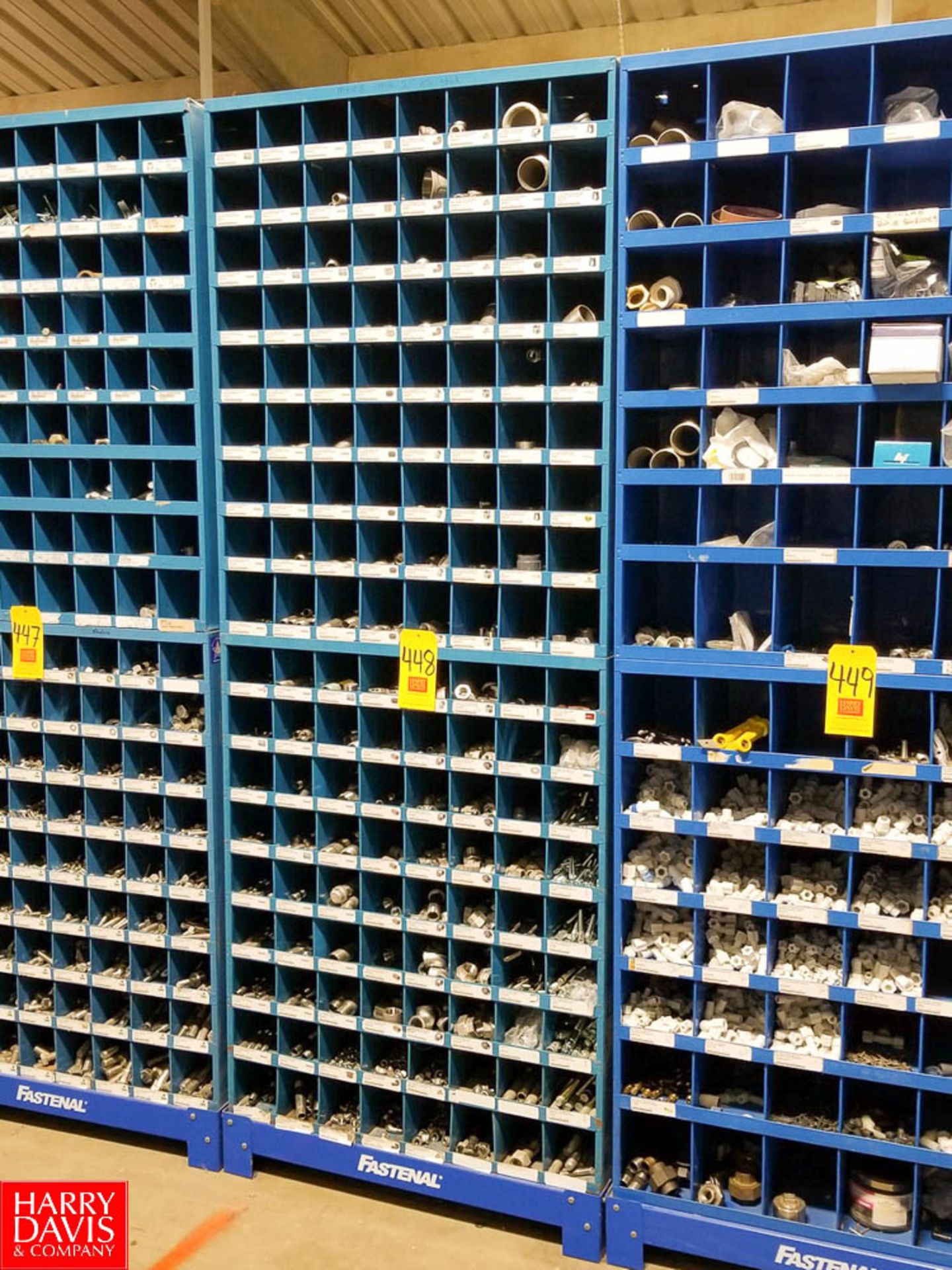 Fastenal 72-Compartment Bolt Bins with Contents of S/S Pipe Fittings - Rigging Fee: $200