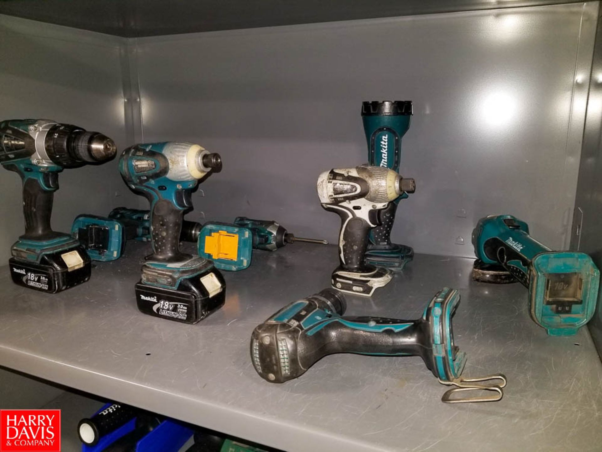 Steel 2-Door Cabinet Including Assorted Makita 18V Lithium Cordless Tools (3) Drills (3) 1/4" - Image 3 of 3