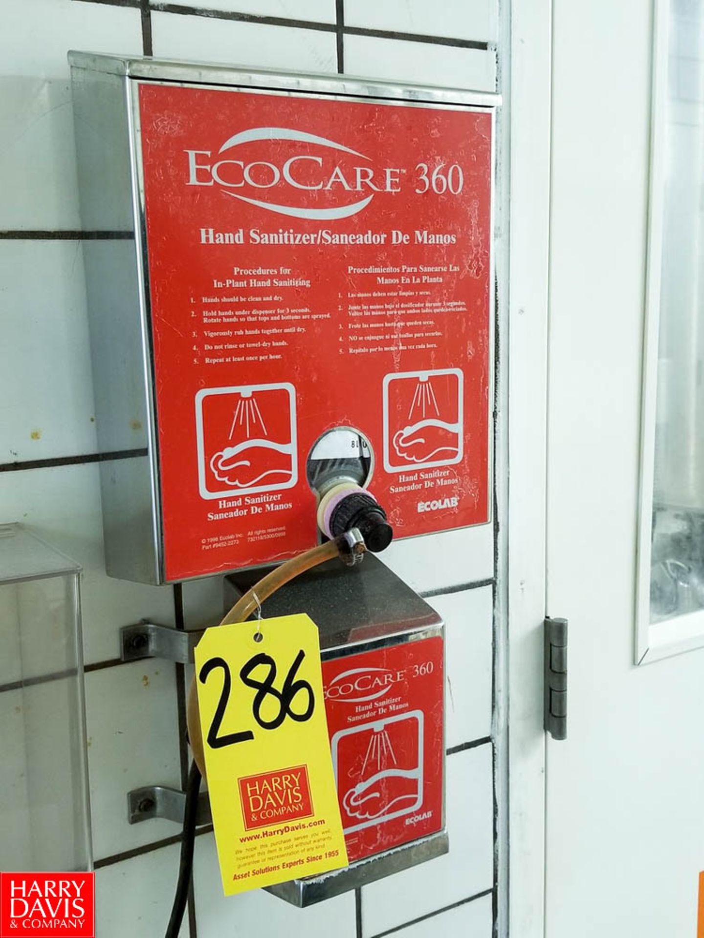 Ecolab Hand Sanitizer Dispensing System Model EcoCare 360 - Rigging Fee: $25