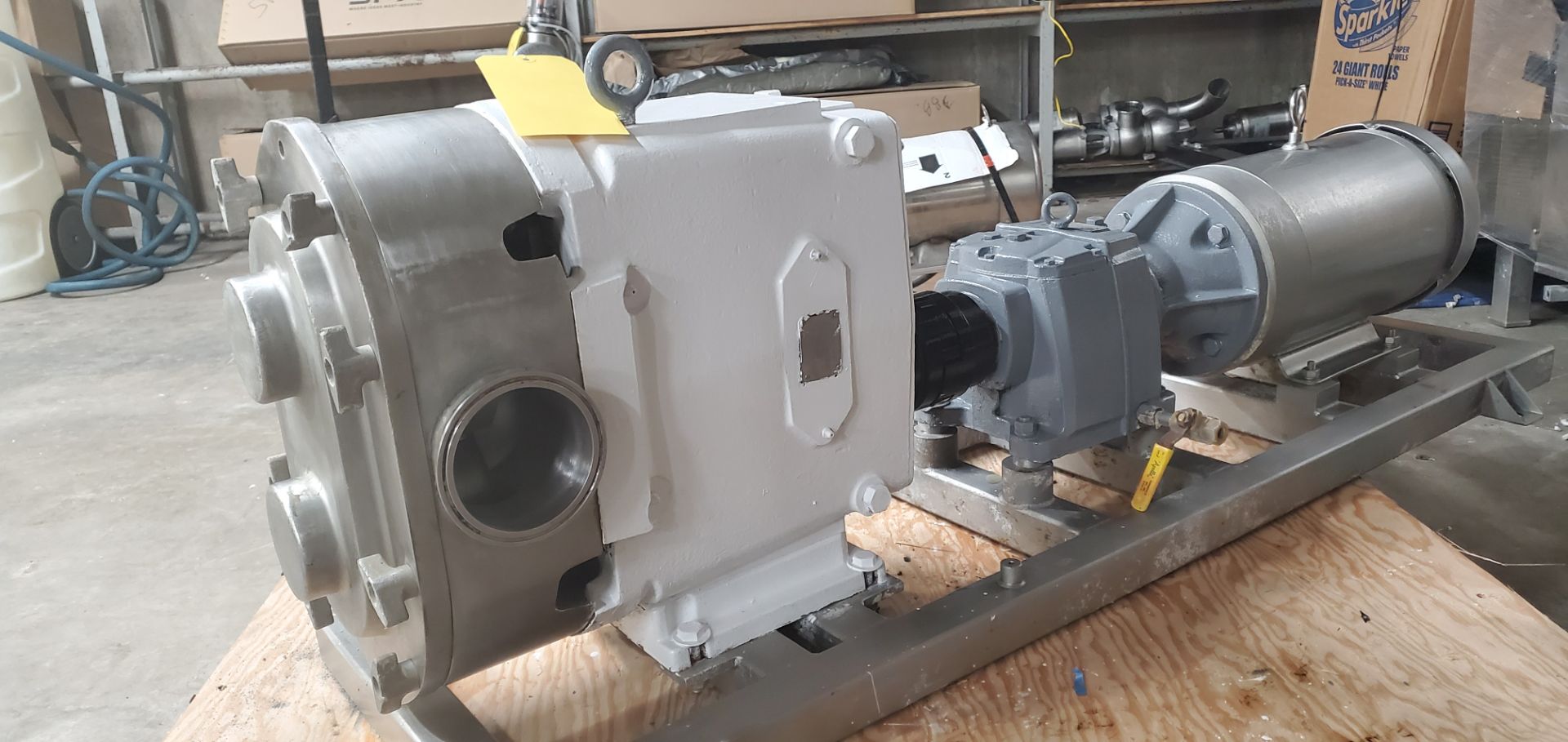 Size 220 Positive Displacement Pump with S/S Clad Baldor 7.5 HP Motor Mounted on S/S Frame - Rigging - Image 2 of 2