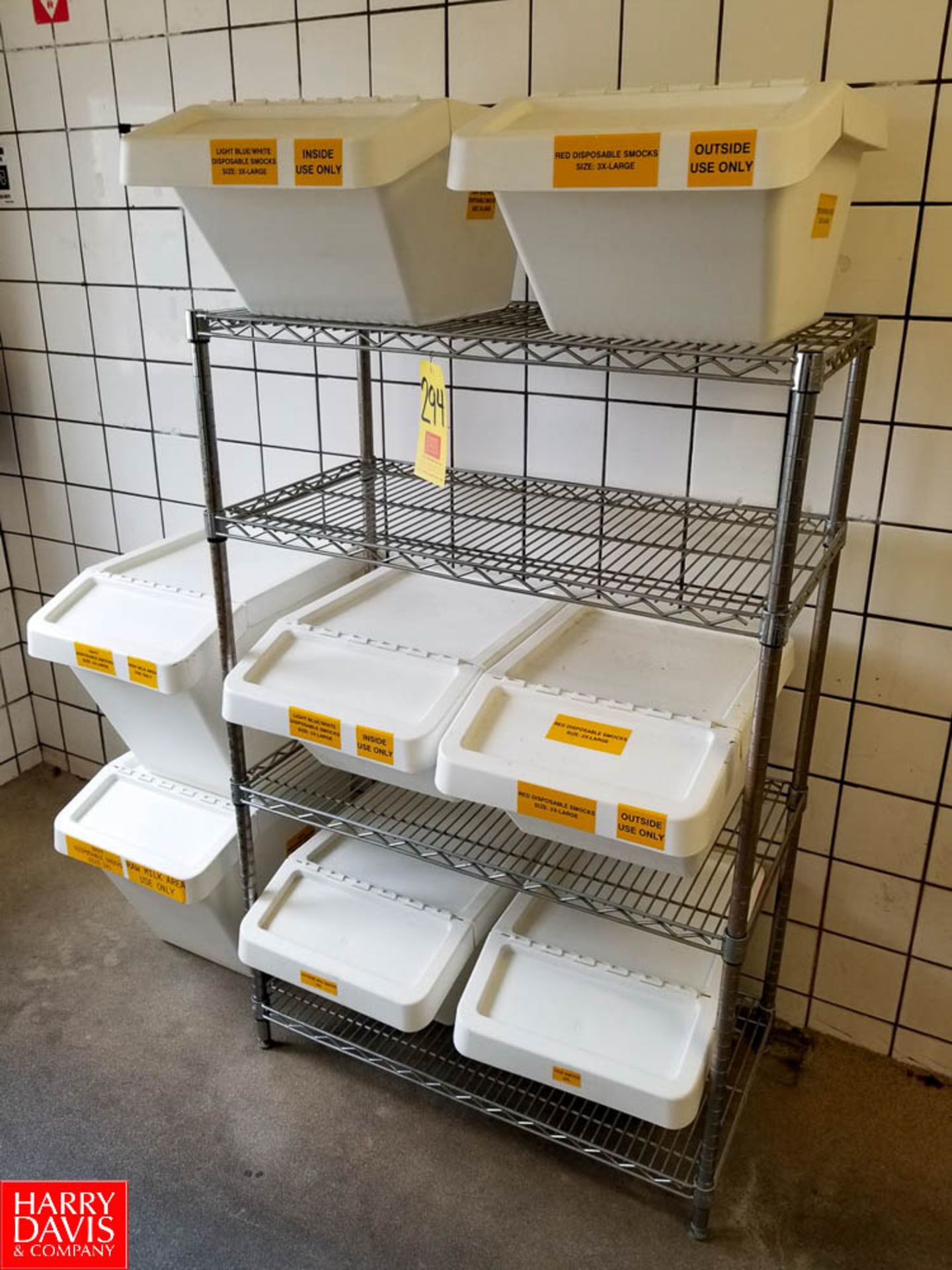 Uline 4-Tier Metro Rack with (8) Plastic Totes - Rigging Fee: $50