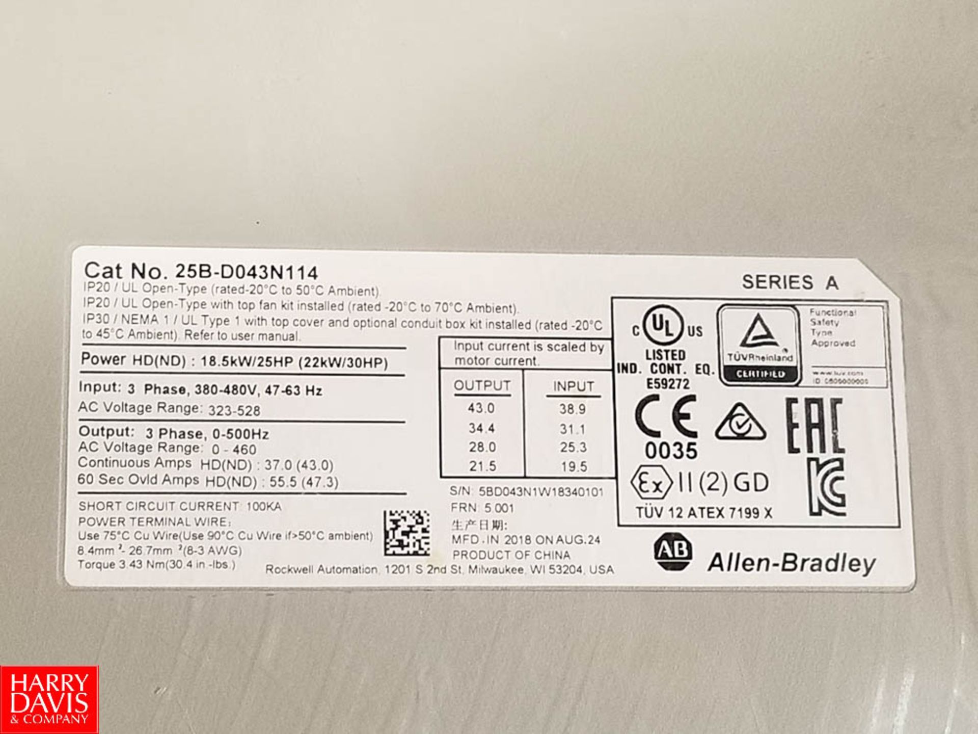 NEW Allen Bradley 30 HP Powerflex 525 Variable Frequency Drive - Rigging Fee: $25 - Image 2 of 2