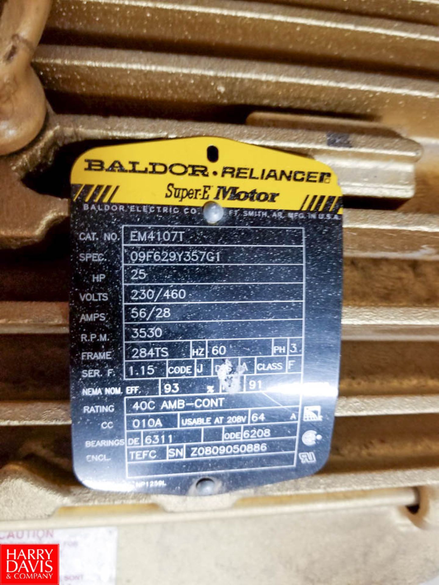 Baldor Reliance 25 HP 3530 RPM Motor - Rigging Fee: $25 - Image 2 of 2