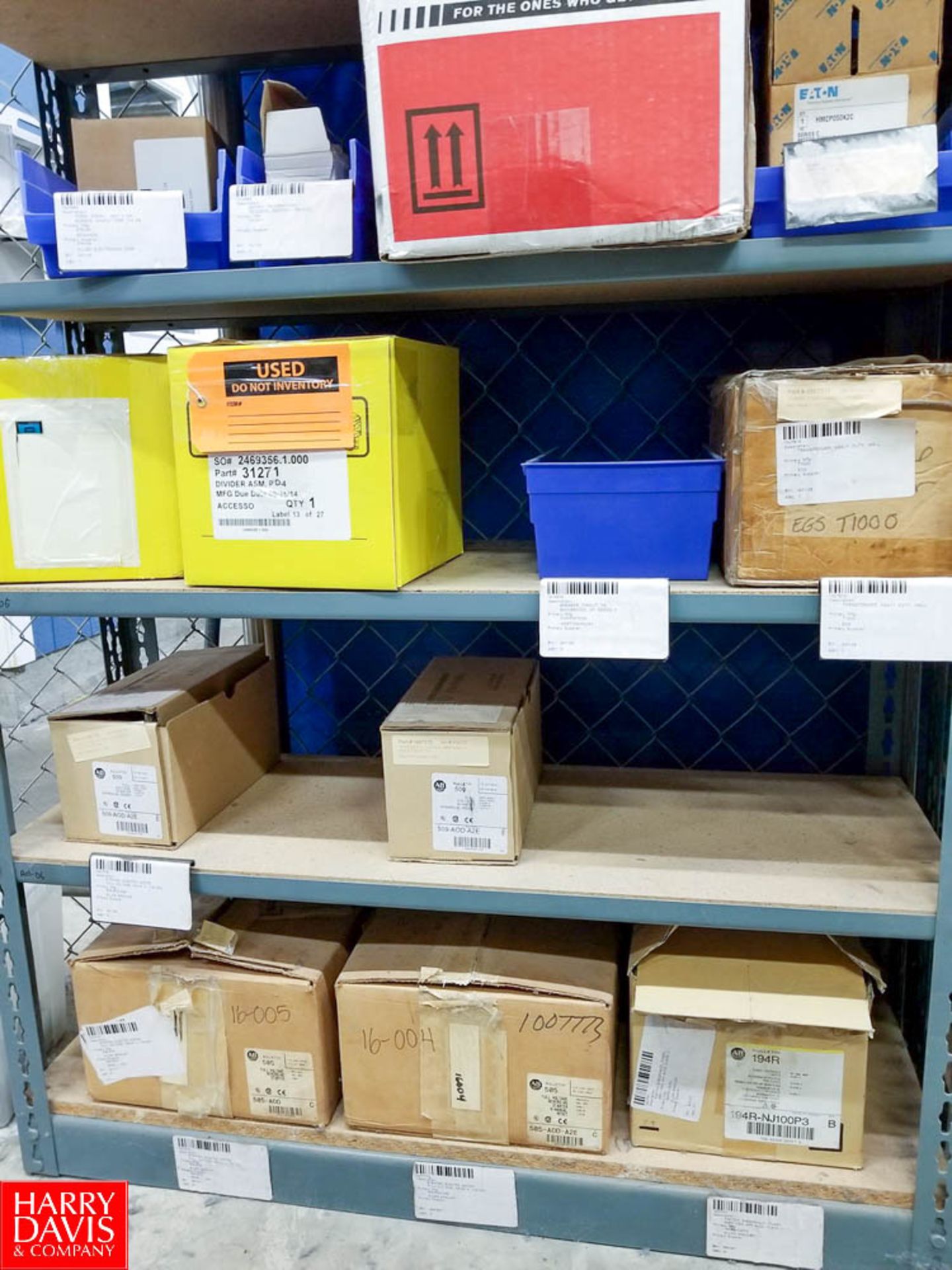 Sections of Adjustable Shelving Including w/ Contents of Assorted Interface Modules Circuit Breakers - Image 10 of 11