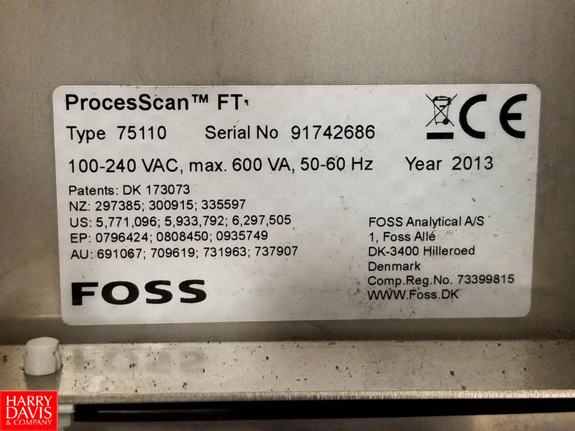 2013 Foss ProcesScan FT On-Line Milk Standardizer Type 75110 SN 91742686 - Rigging Fee: $200 - Image 3 of 3