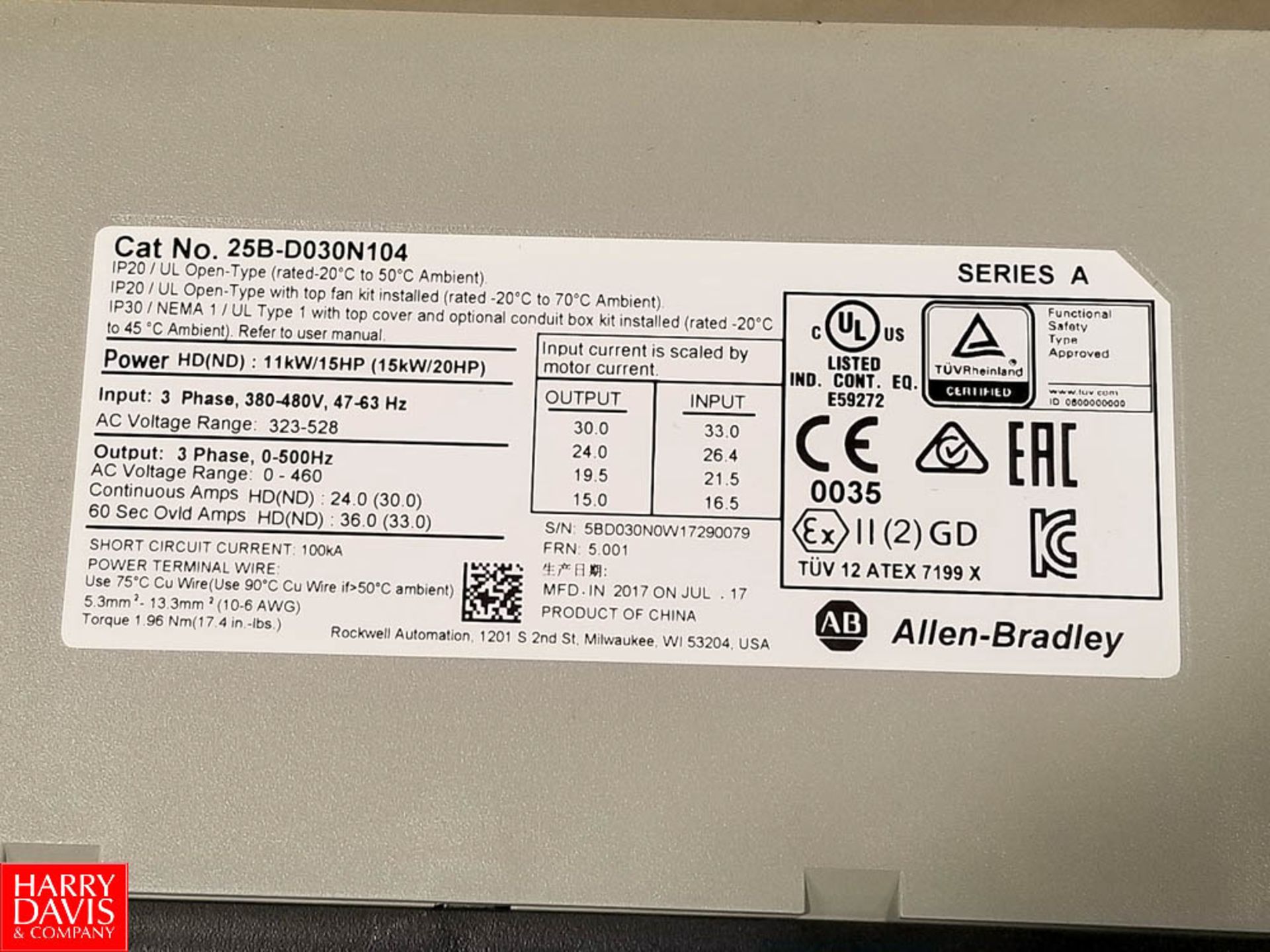 NEW Allen Bradley 20 HP PowerFlex 525 Variable Frequency Drive - Rigging Fee: $25 - Image 2 of 2