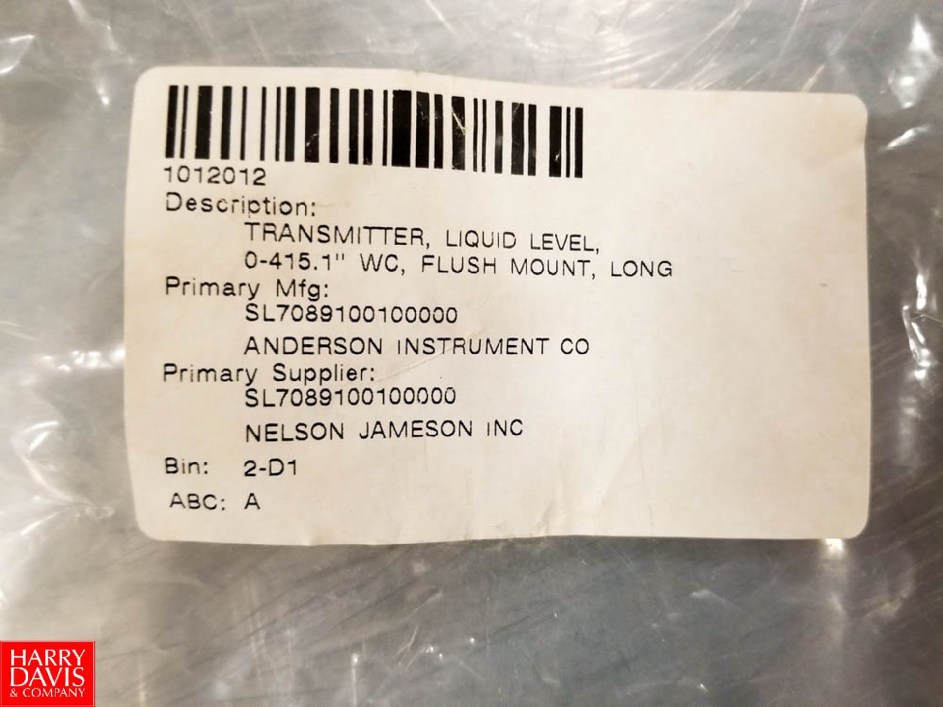 NEW Anderson Instrument S/S Liquid Level Pressure Transmitter Model SL7089100107859 - Rigging - Image 2 of 2