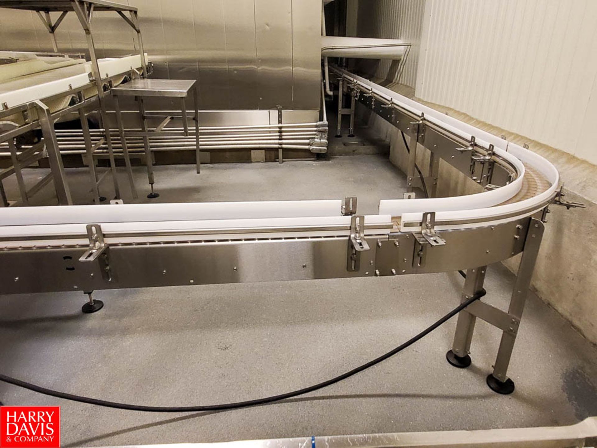 S/S Frame Product Conveyor with 90 Degree Turn, Belt And Drive, Aprox. 50' X 14" Rigging Fee: $ - Image 2 of 2