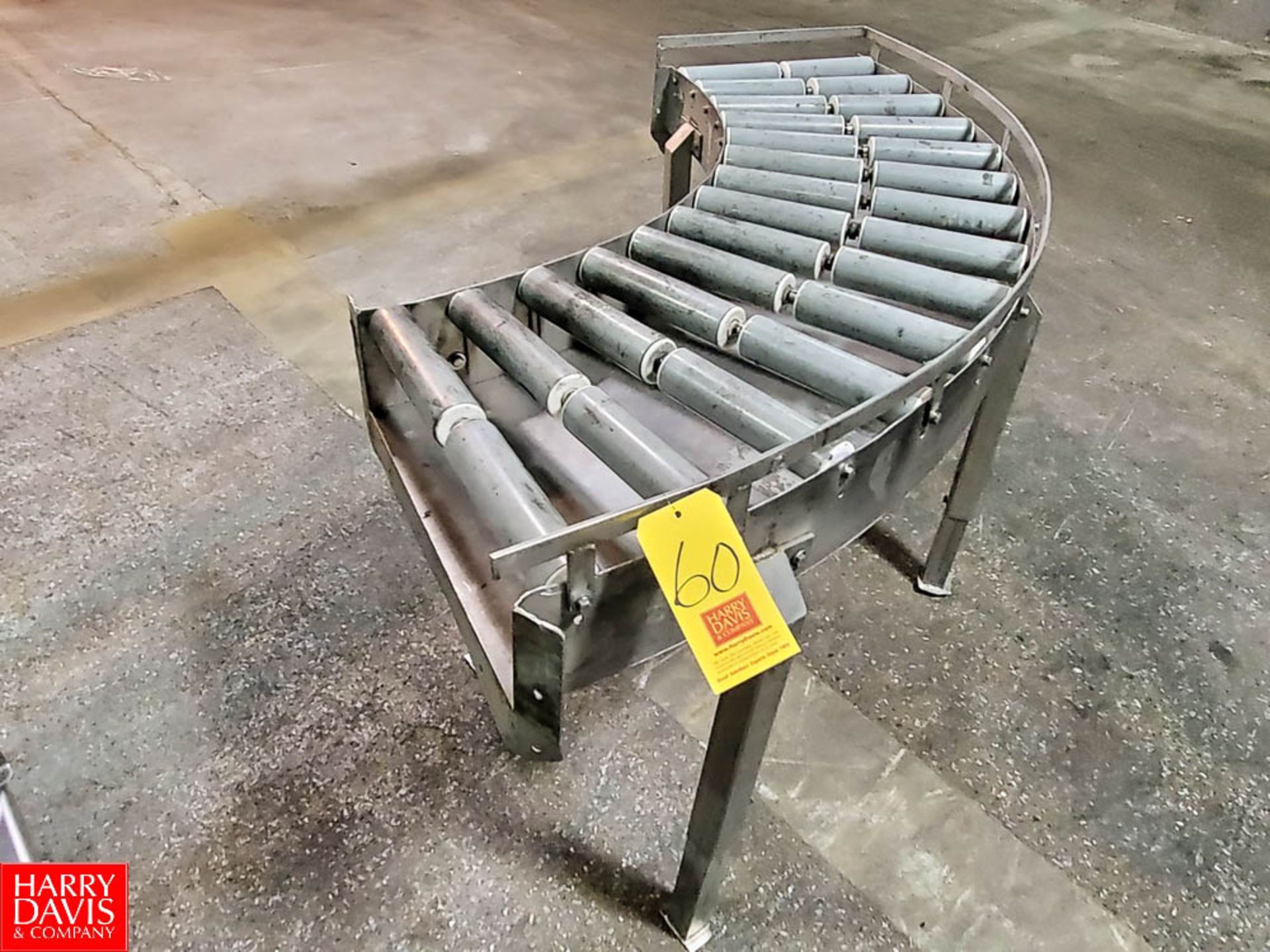 S/S 45 Degree Roller Type Conveyor, Aprox 10' X 22" Rigging Fee: $ 100