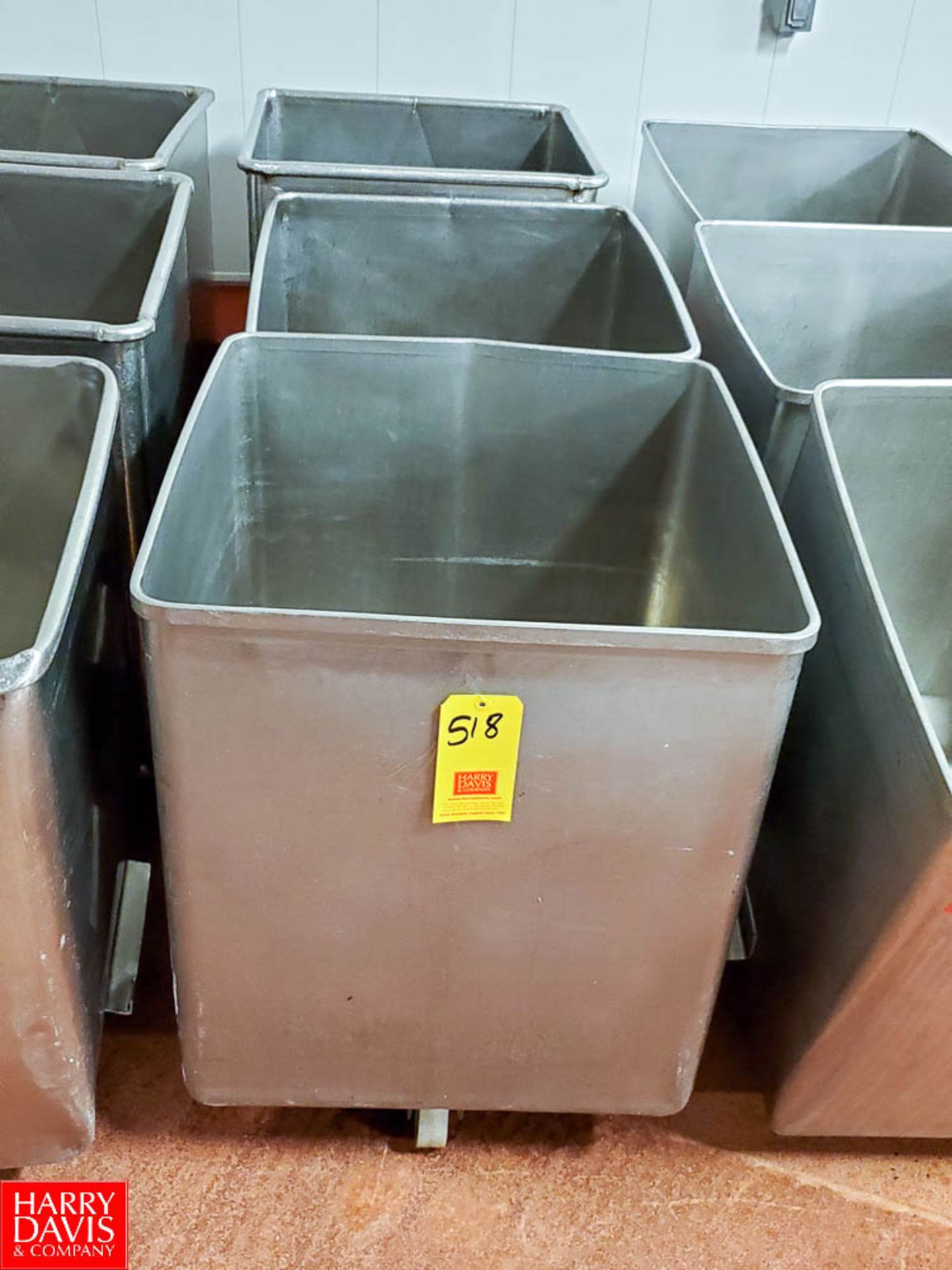 S/S Dump Tubs, 26" x 26" X 30", on Casters Rigging Fee: $ 60