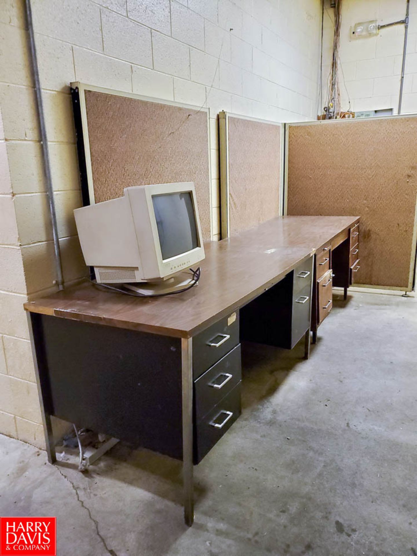 (3) Wood Desks; (5) 4-Drawer Metal Vertical Filing Cabinets; (1) Wooden Book Case; (1) Computer - Image 3 of 4