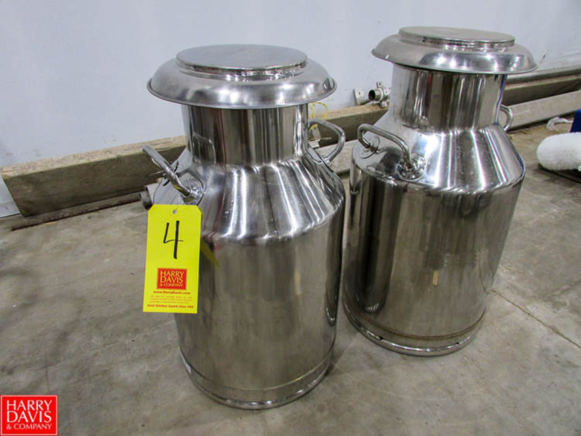 10 Gallon S/S Milk Cans with Lids Rigging Fee: $ 20