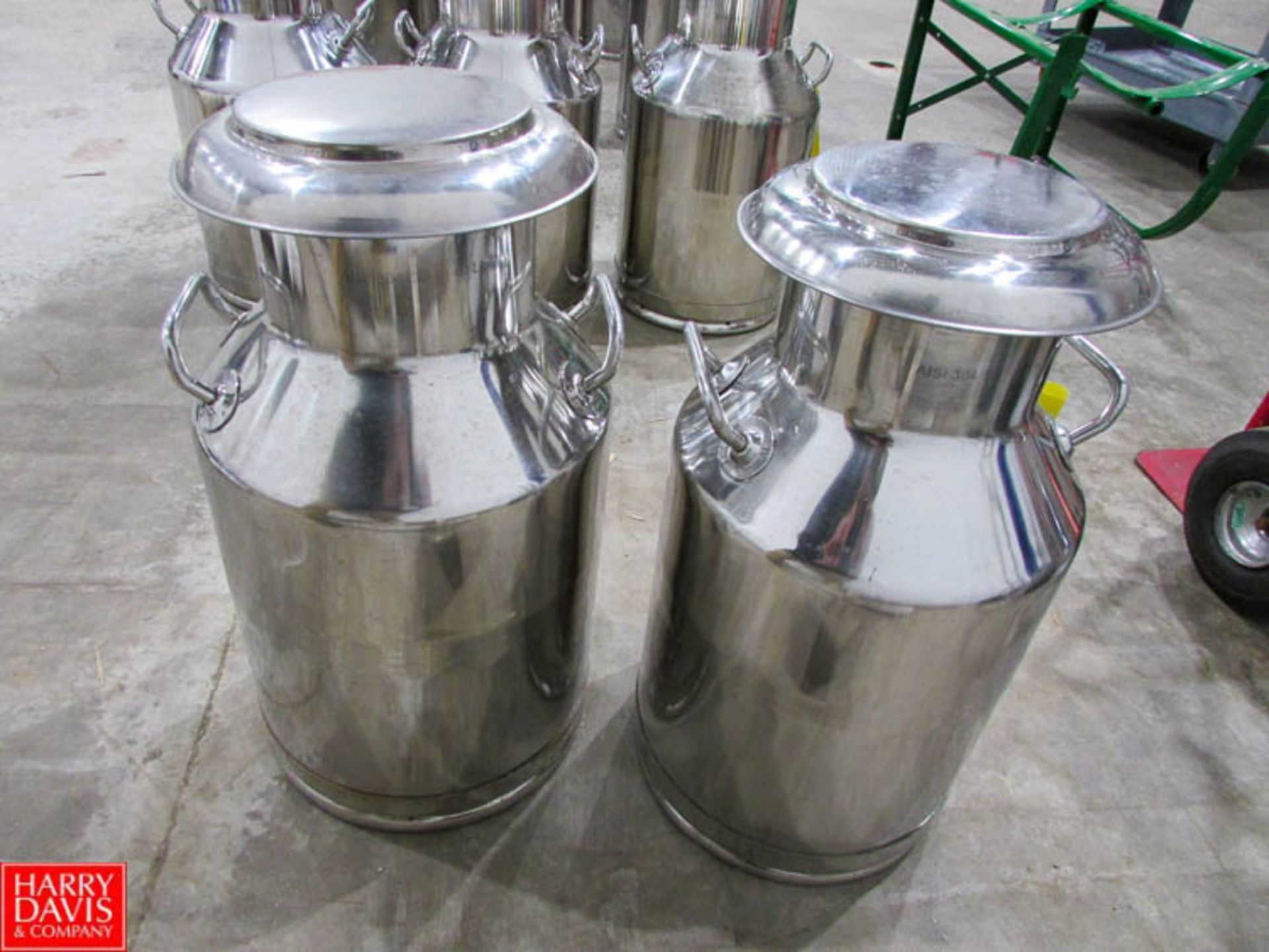 10 Gallon S/S Milk Cans with Lids Rigging Fee: $ 20 - Image 2 of 2