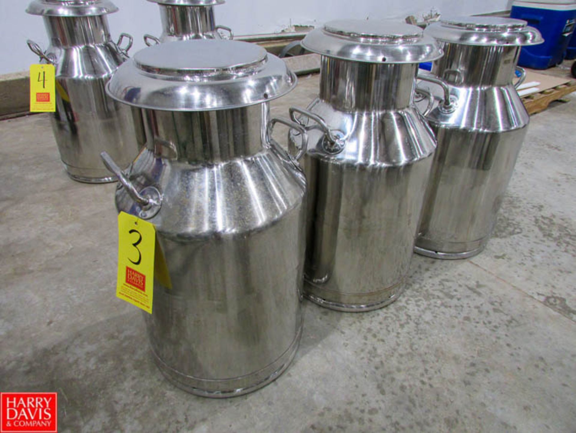 10 Gallon S/S Milk Cans with Lids Rigging Fee: $ 30