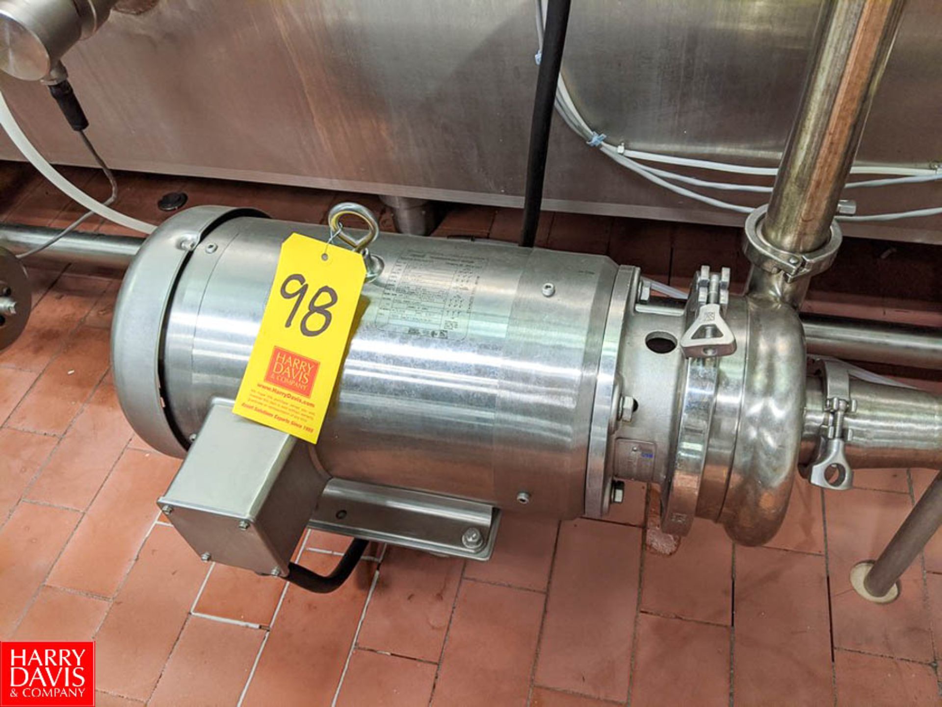 Waukesha Cherry Burrell Centrifugal Pump with S/S Clad Baldor 7.5 HP 3,500 RPM Motor Rigging Fee: $